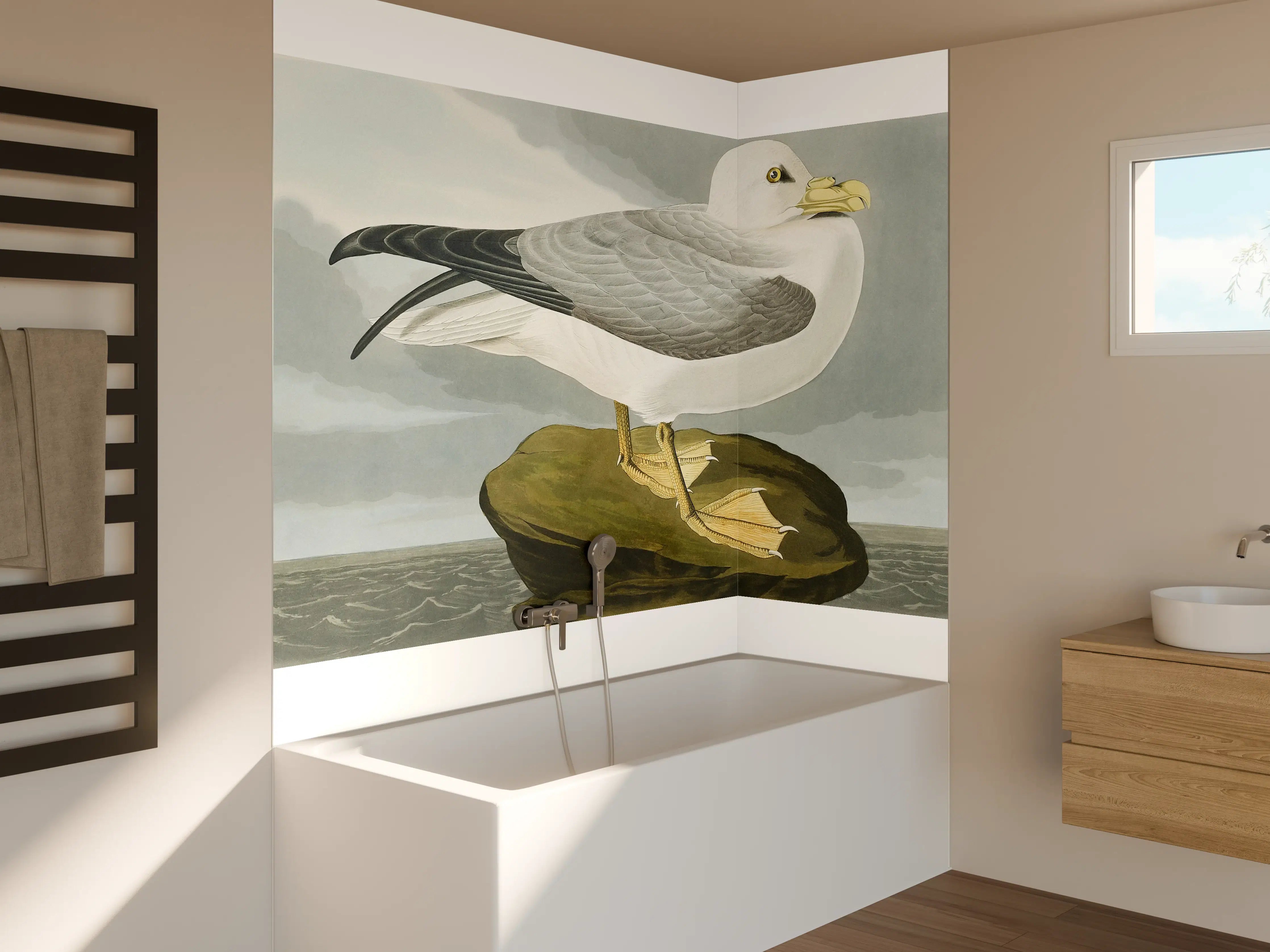 Badewannen-Rückwand - Möwe im Meer - Robert Havell