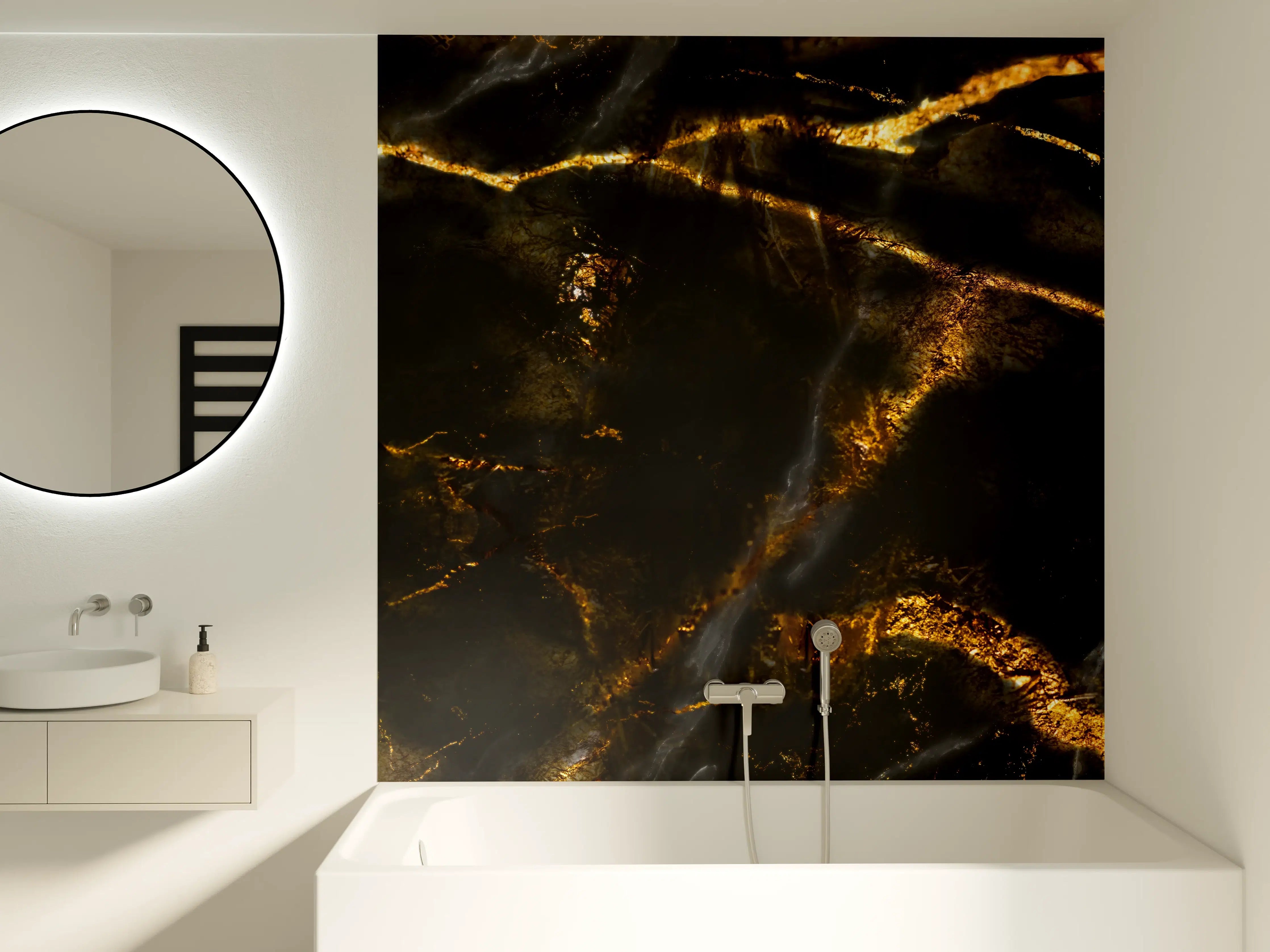 Badewannen-Rückwand - Monocolor Alkohol Tinte Marmorierung