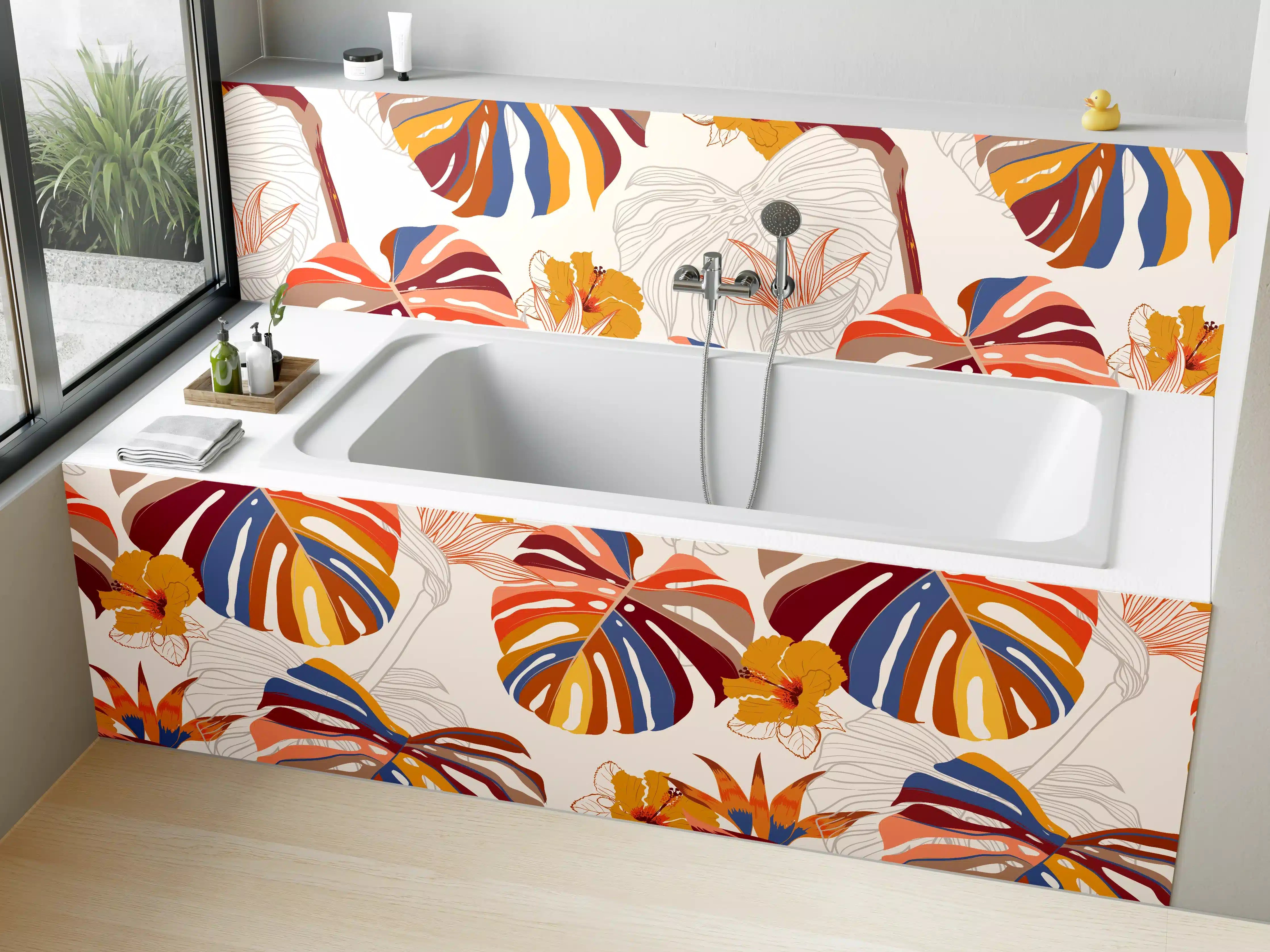 Badewannen-Rückwand - Monstera Sunkiss Tropic