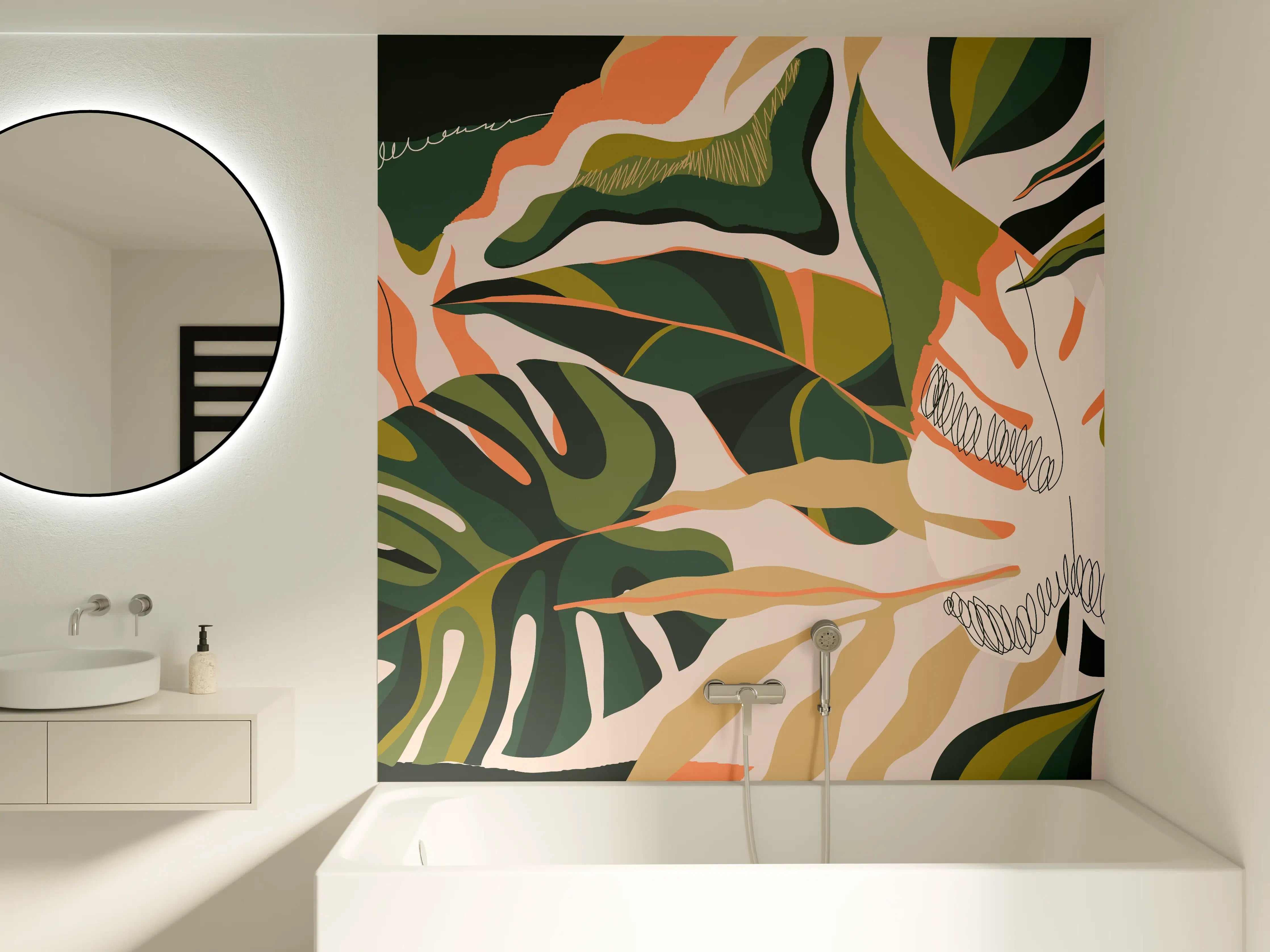 Badewannen-Rückwand - Monstera Tropic Blattmuster