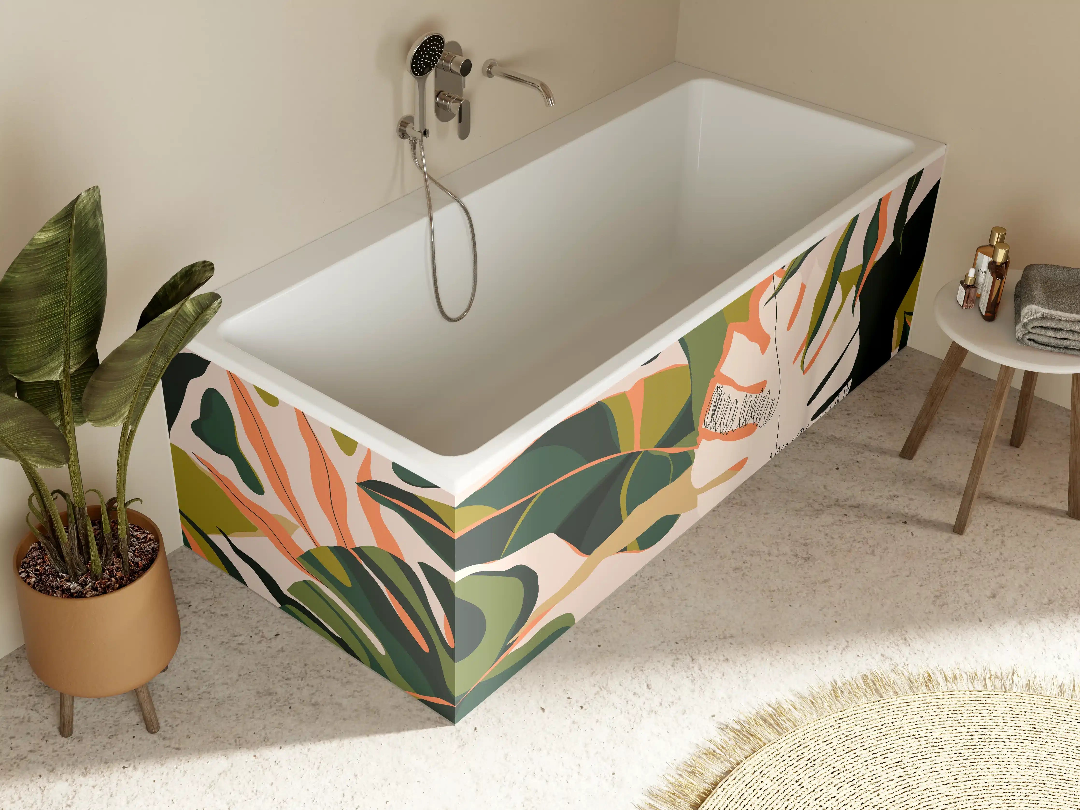 Badewannen-Rückwand - Monstera Tropic Blattmuster