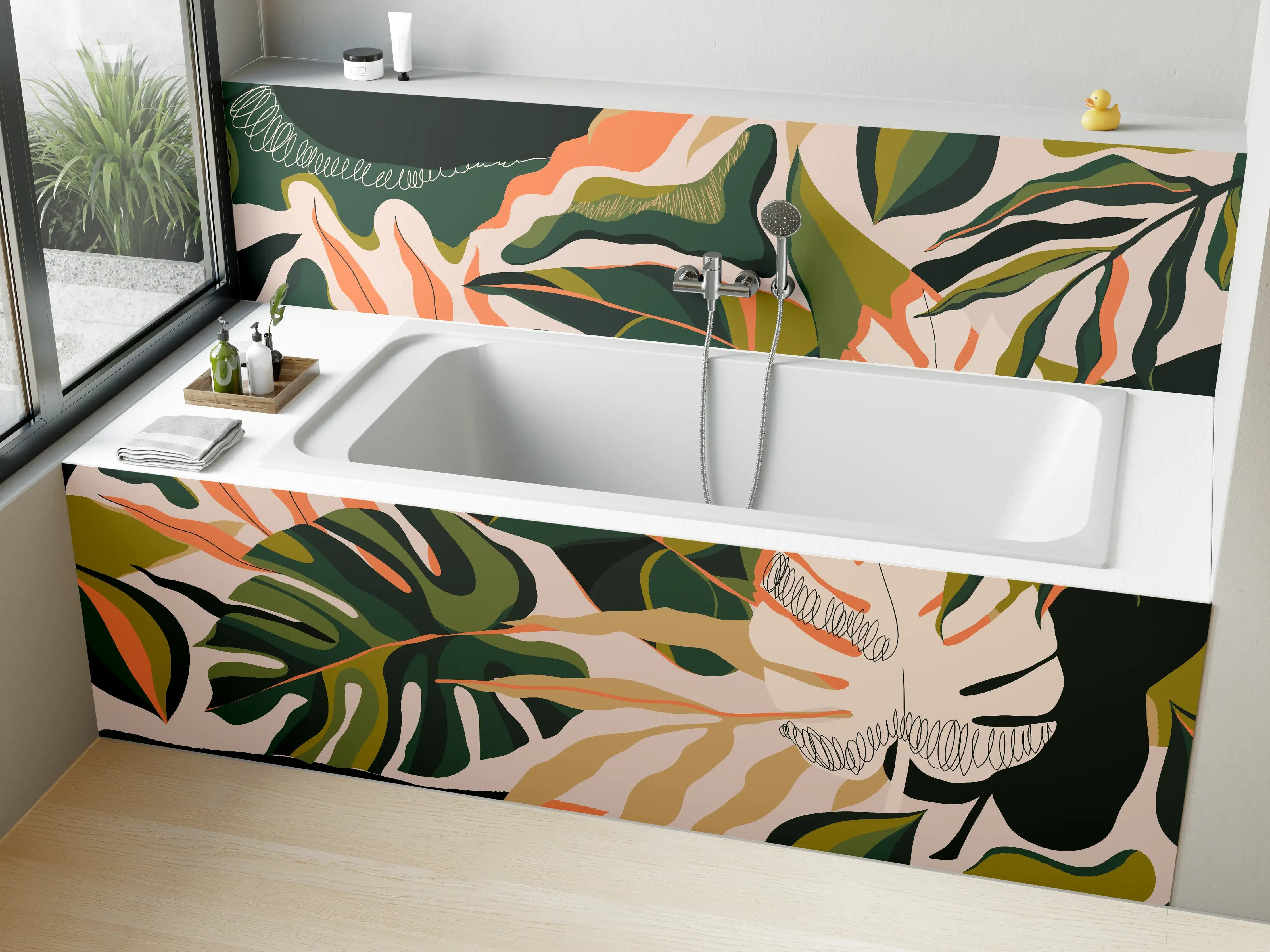 Badewannen-Rückwand - Monstera Tropic Blattmuster