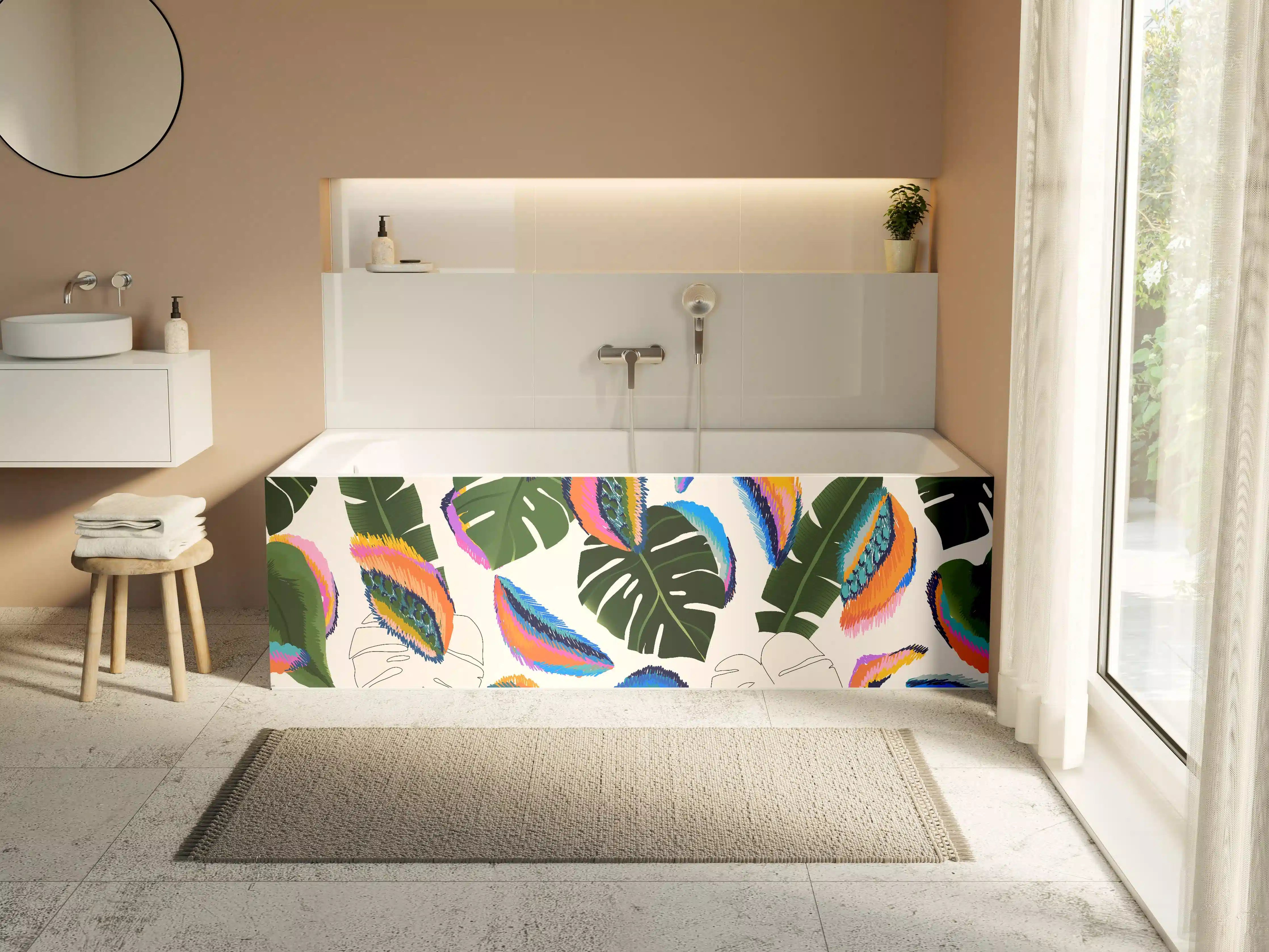 Badewannen-Rückwand - Monstera Tropic Bunte Blätter