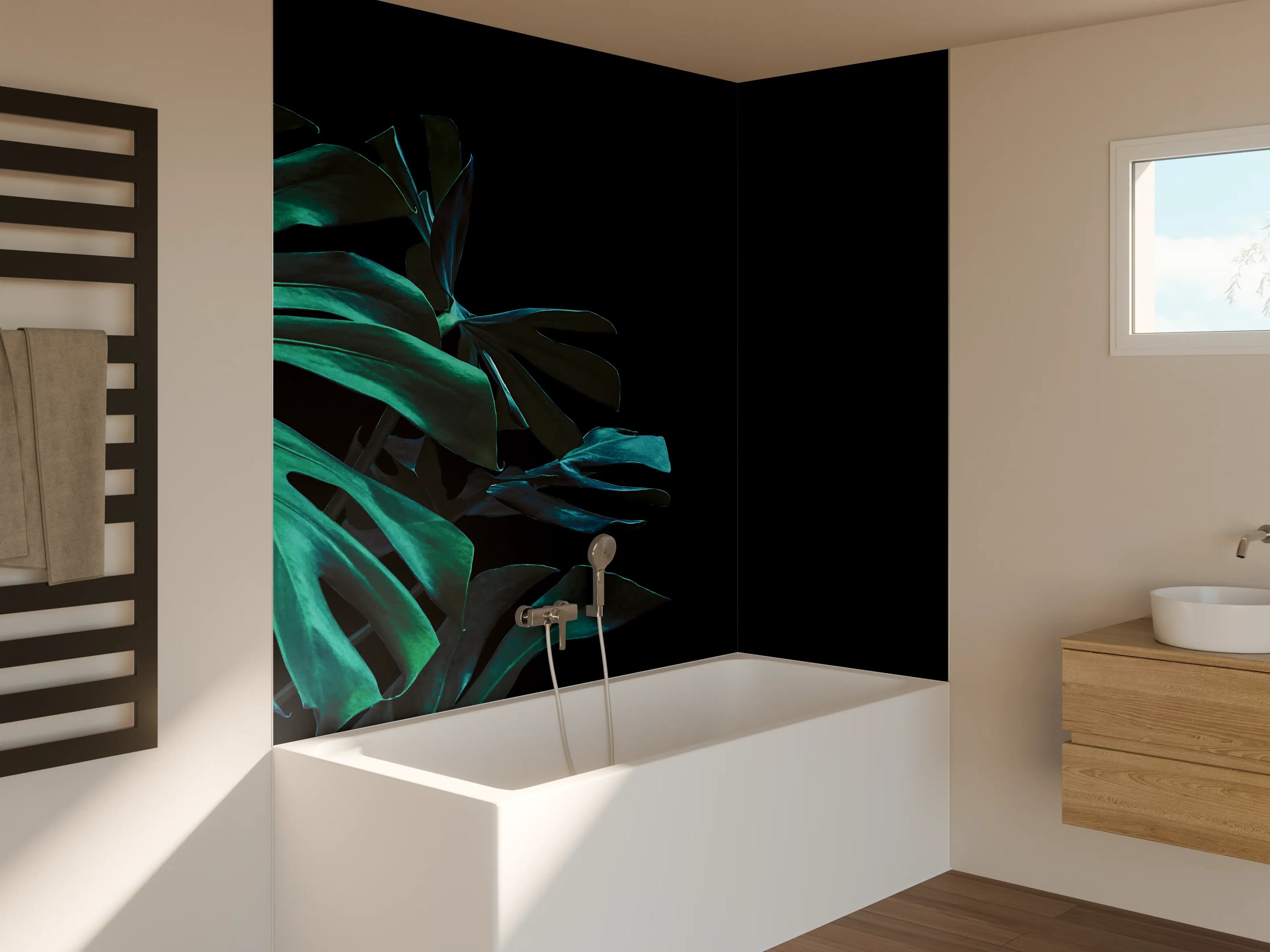 Badewannen-Rückwand - Monstera deliciosa - tropische Blätter