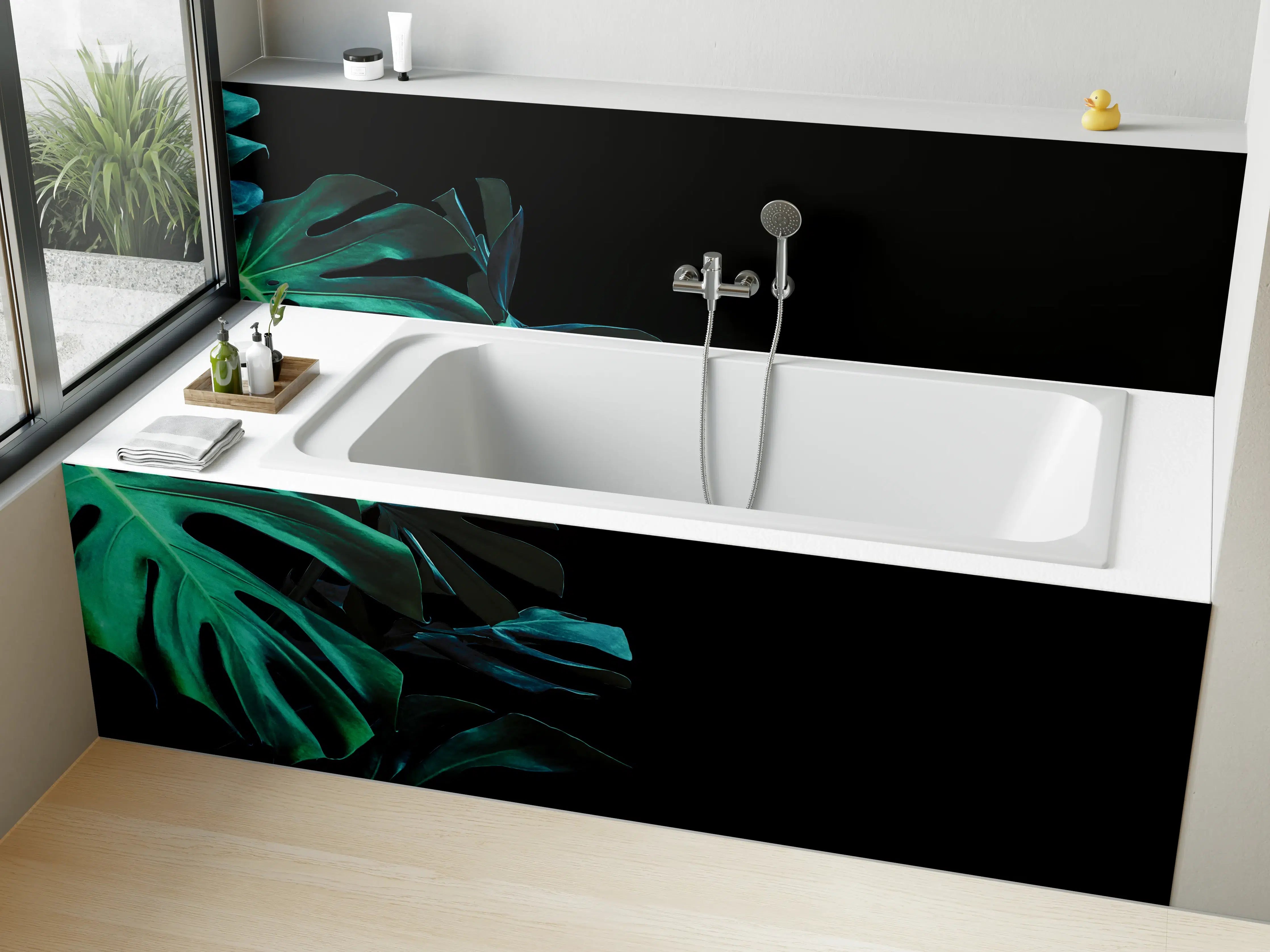 Badewannen-Rückwand - Monstera deliciosa - tropische Blätter