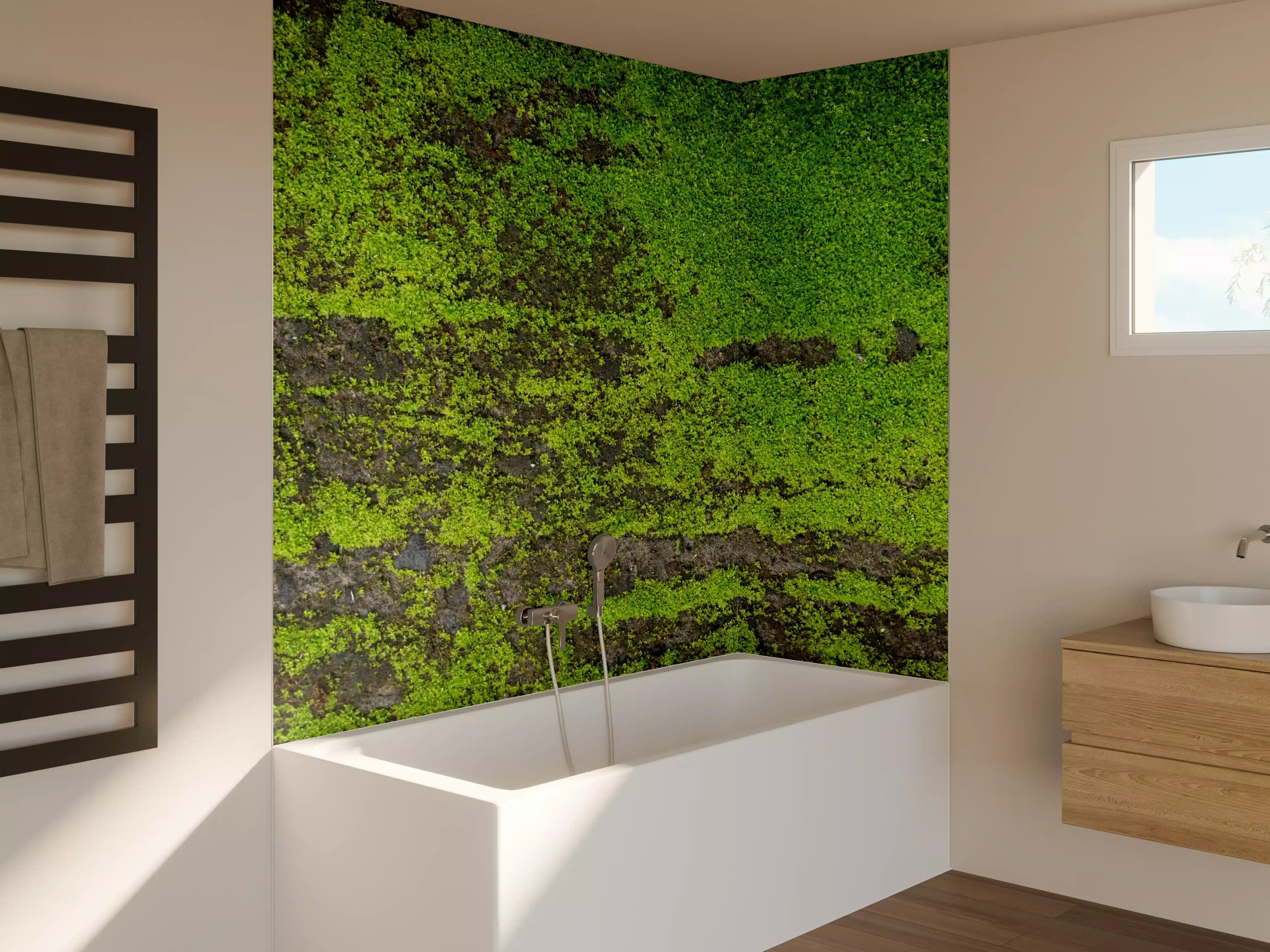 Badewannen-Rückwand - Moosgrün Grunge Textur Banner