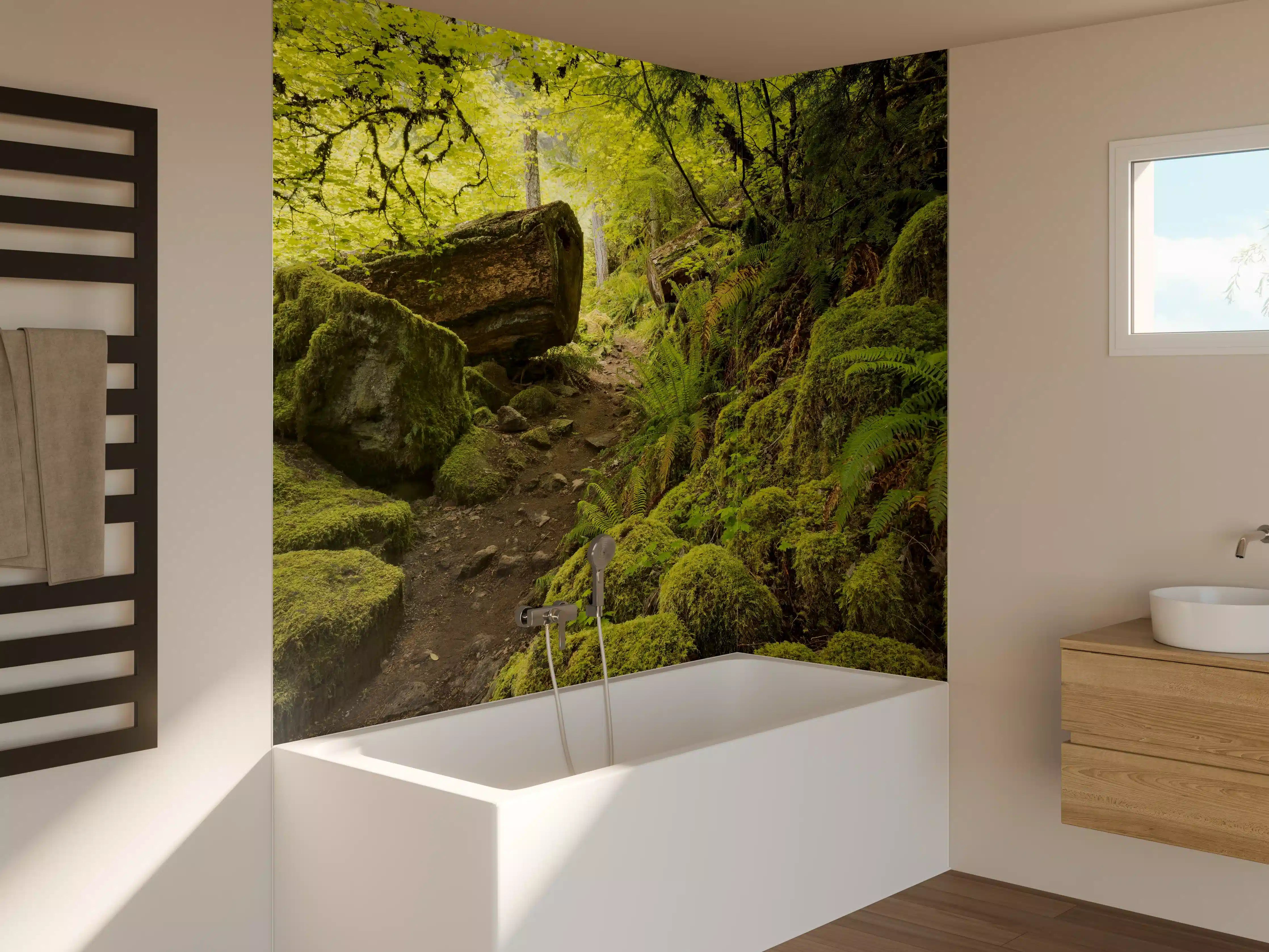 Badewannen-Rückwand - Moosiger Weg im Wald