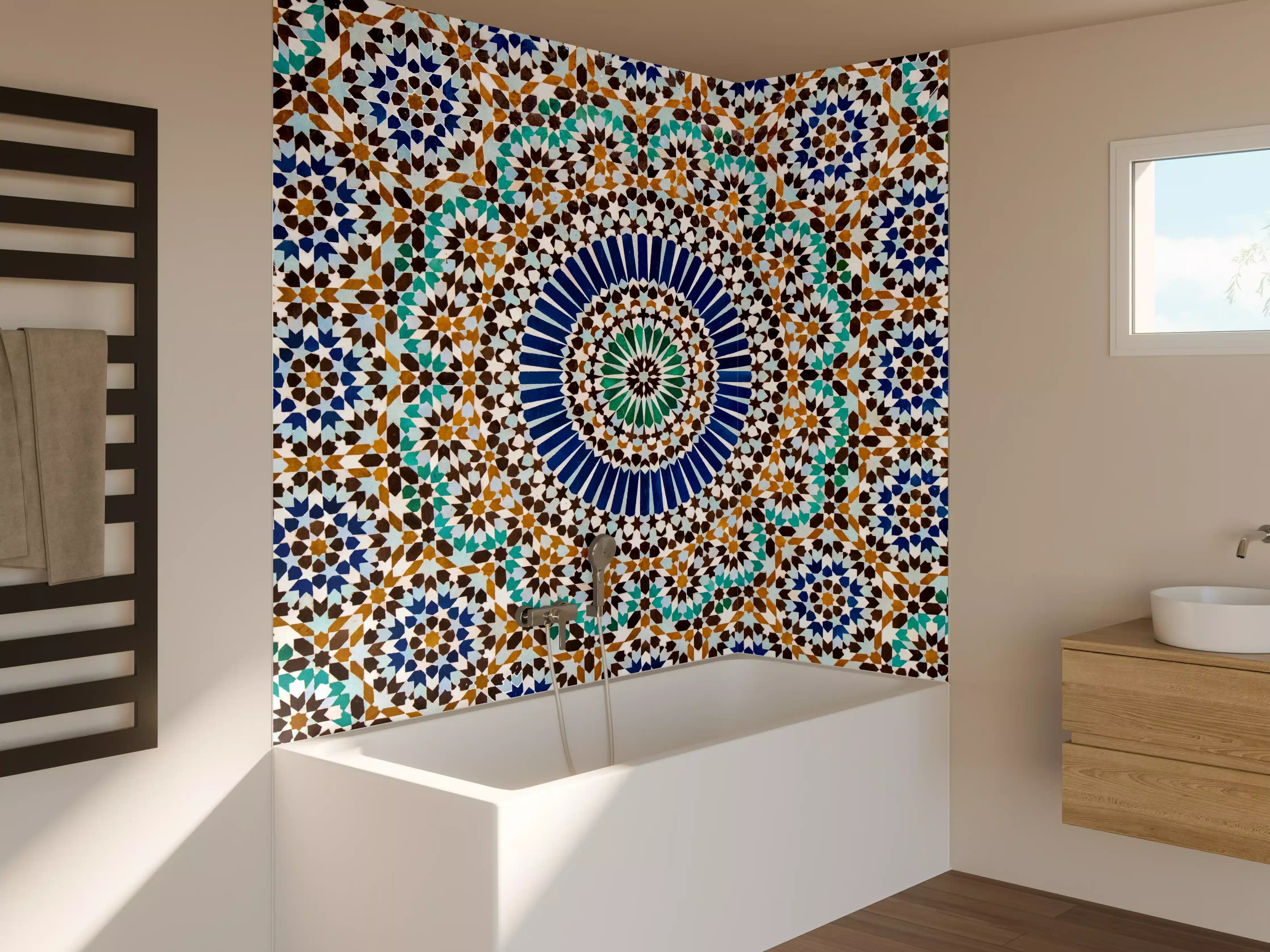 Badewannen-Rückwand - Mosaik mit islamischer Musterkunst