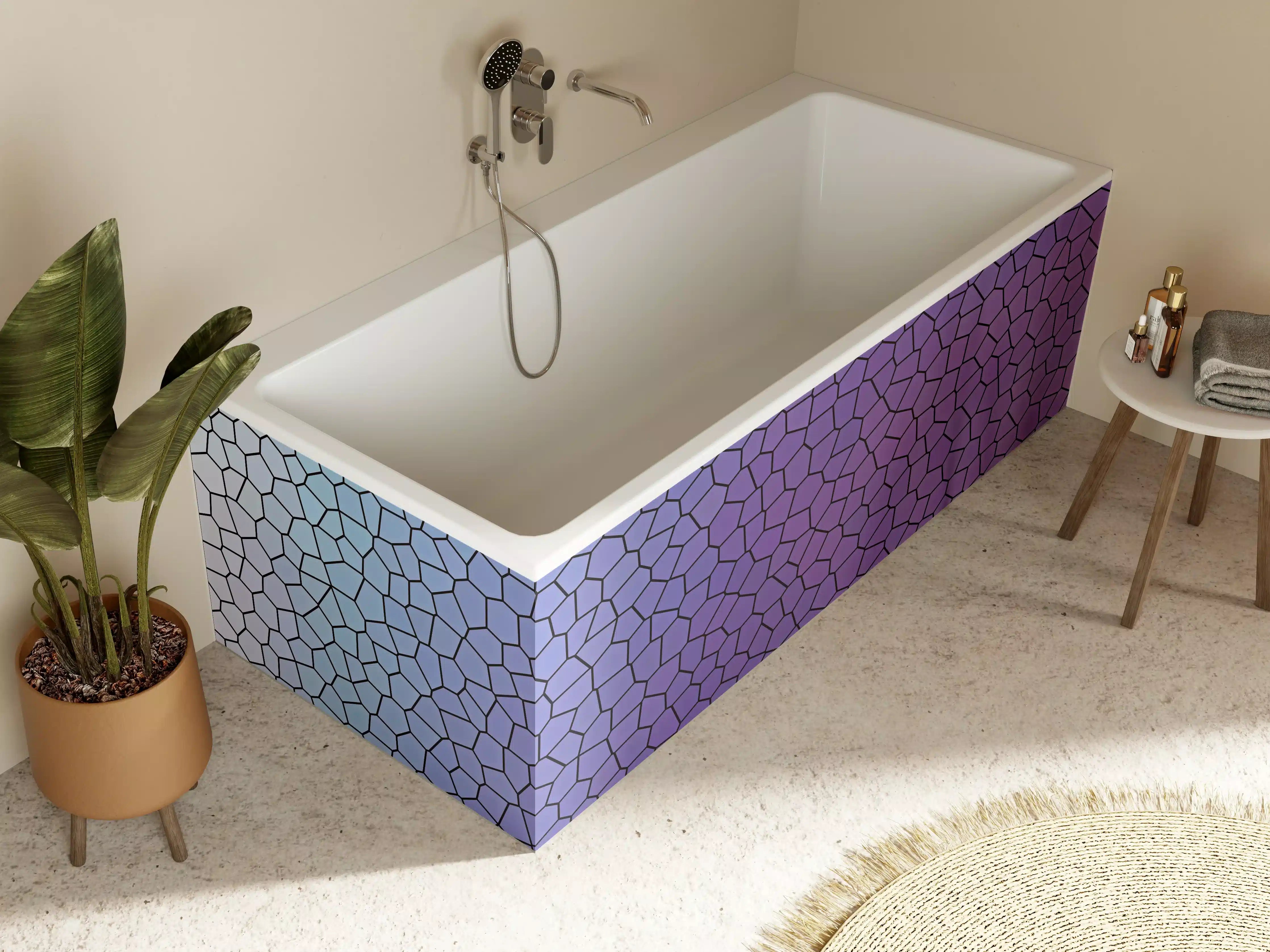 Badewannen-Rückwand - Mosaik mit lila-bläulichem Übergang