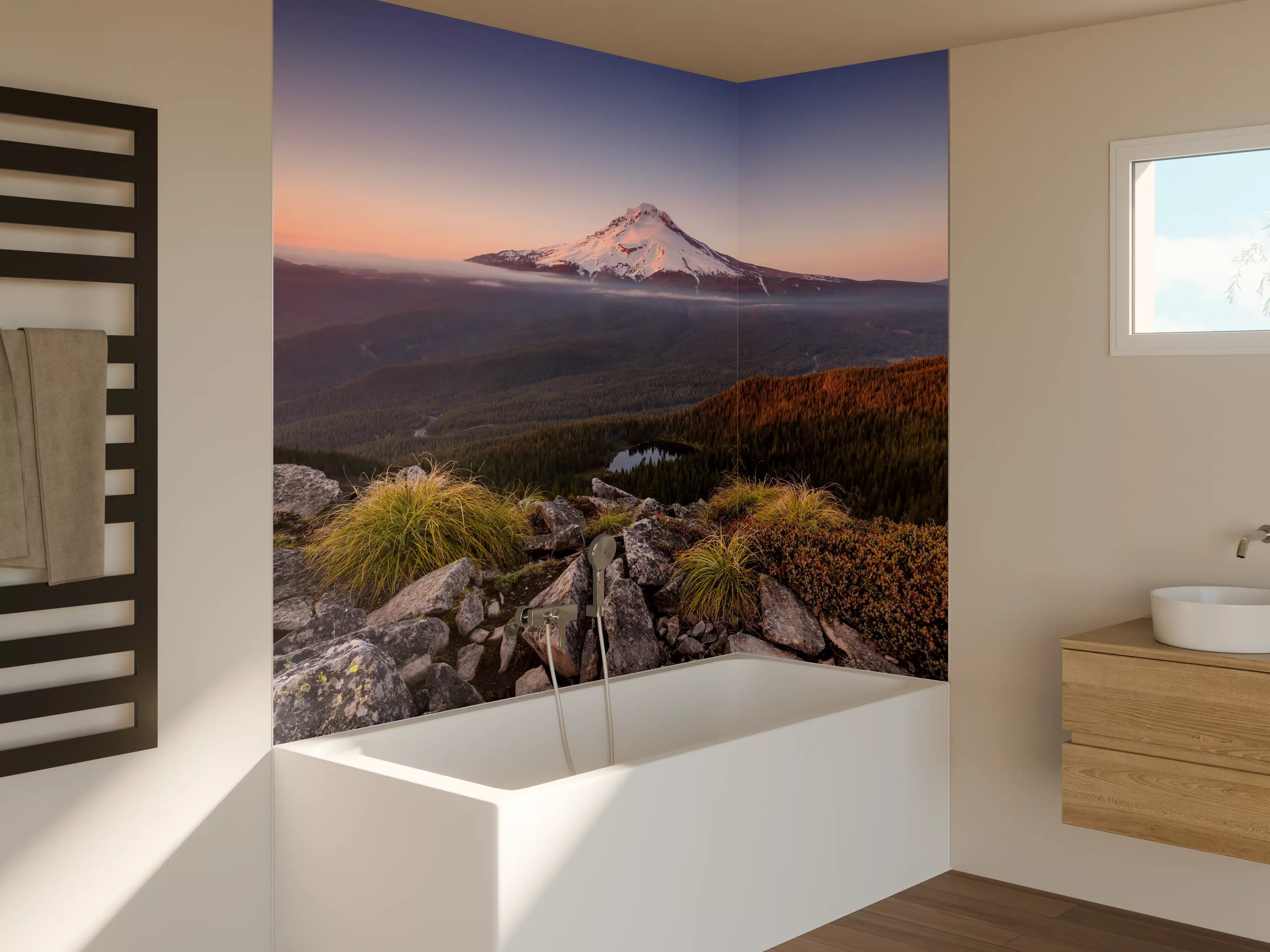 Badewannen-Rückwand - Mount Hood Winterdämmerung