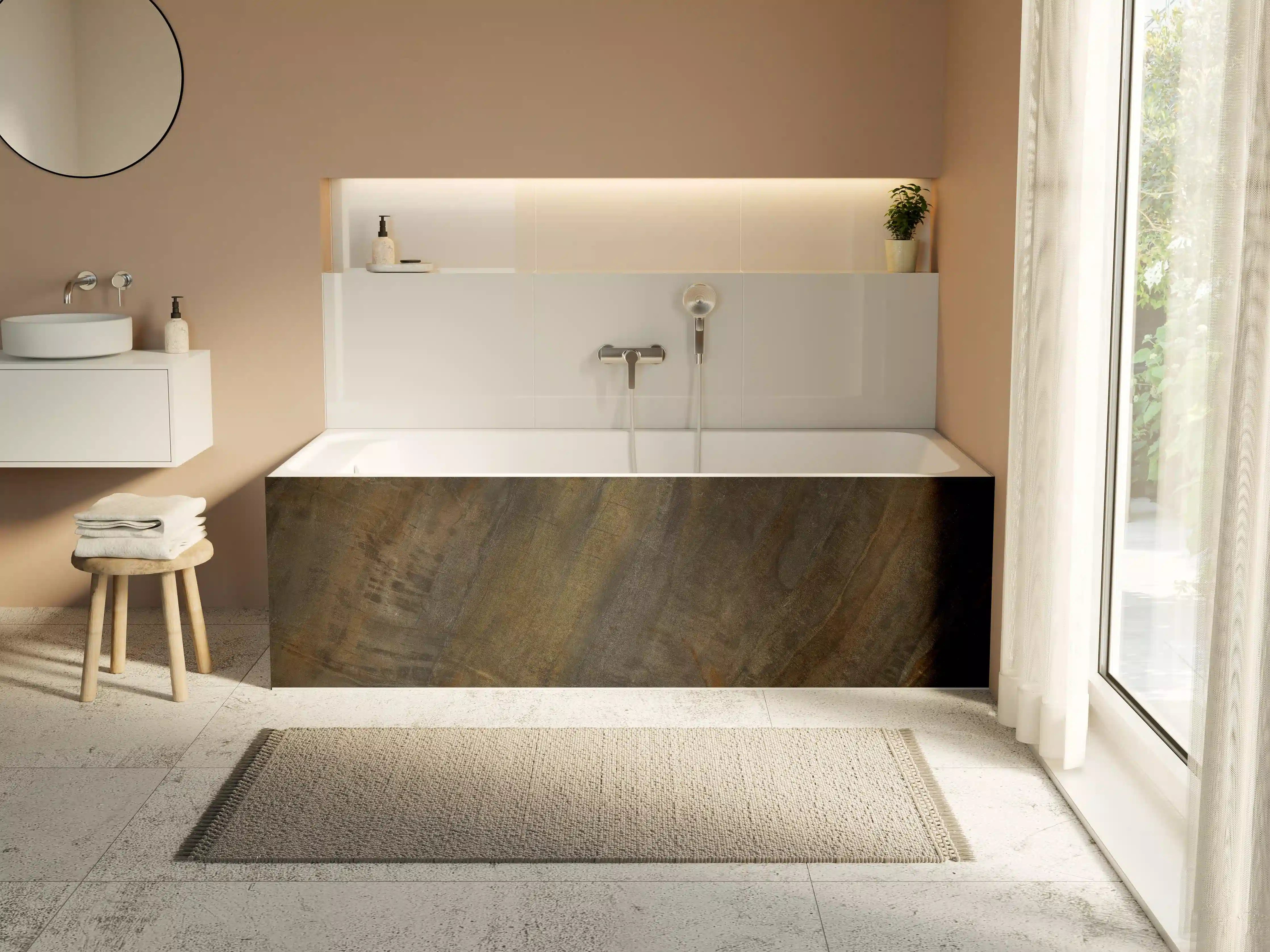 Badewannen-Rückwand - Multicolor raue Marmortextur
