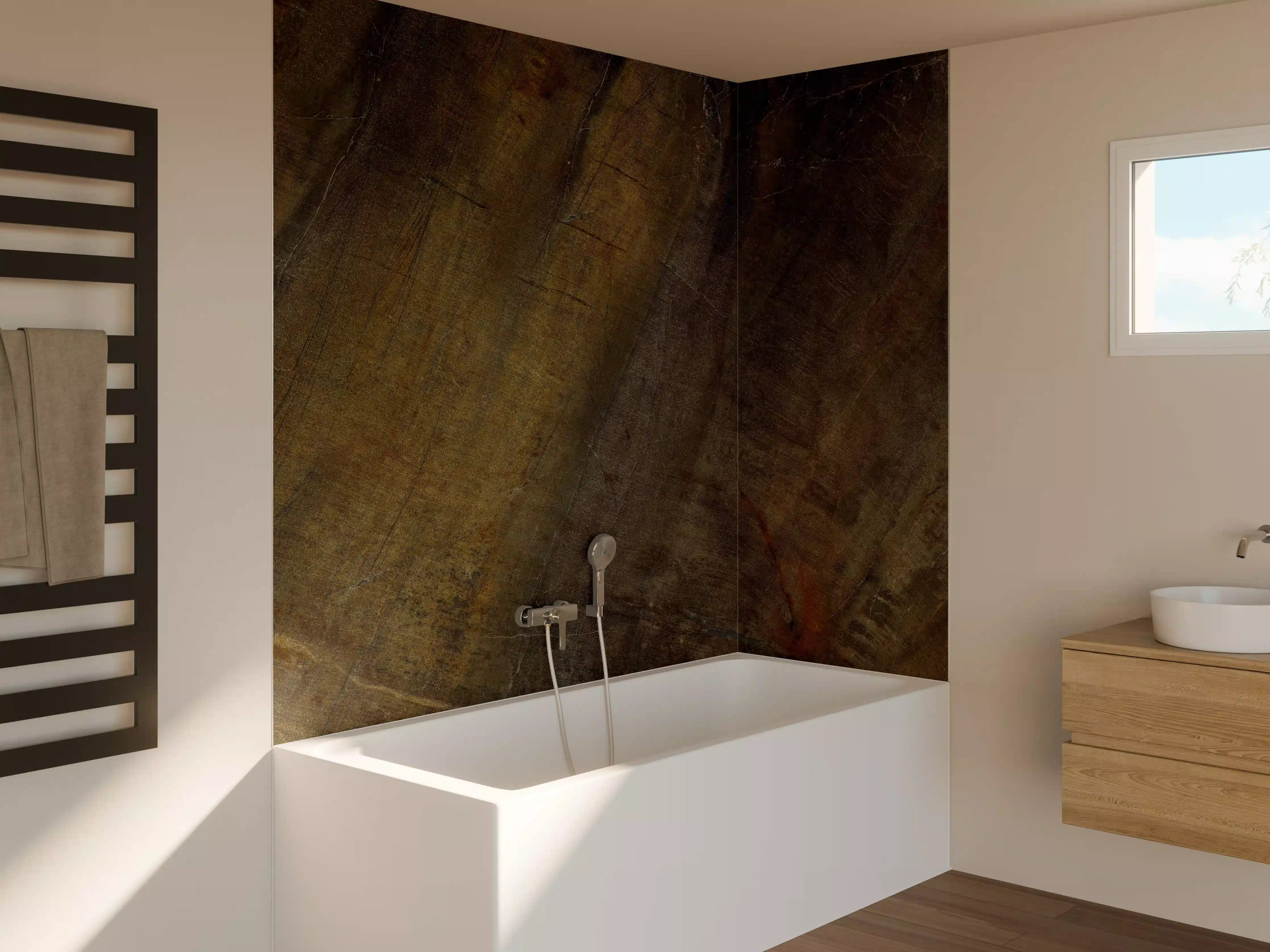 Badewannen-Rückwand - Multicolor raue Marmortextur