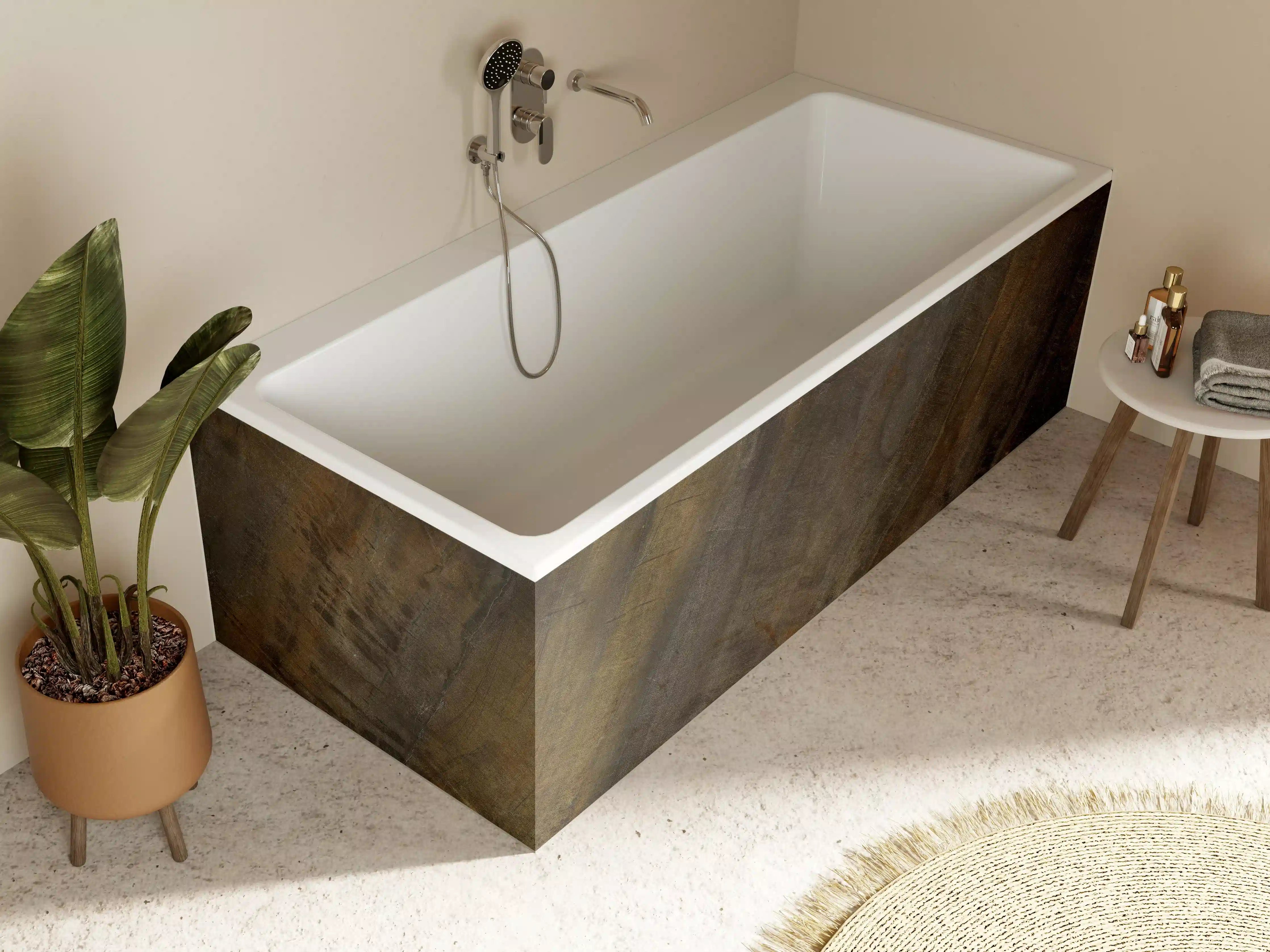 Badewannen-Rückwand - Multicolor raue Marmortextur