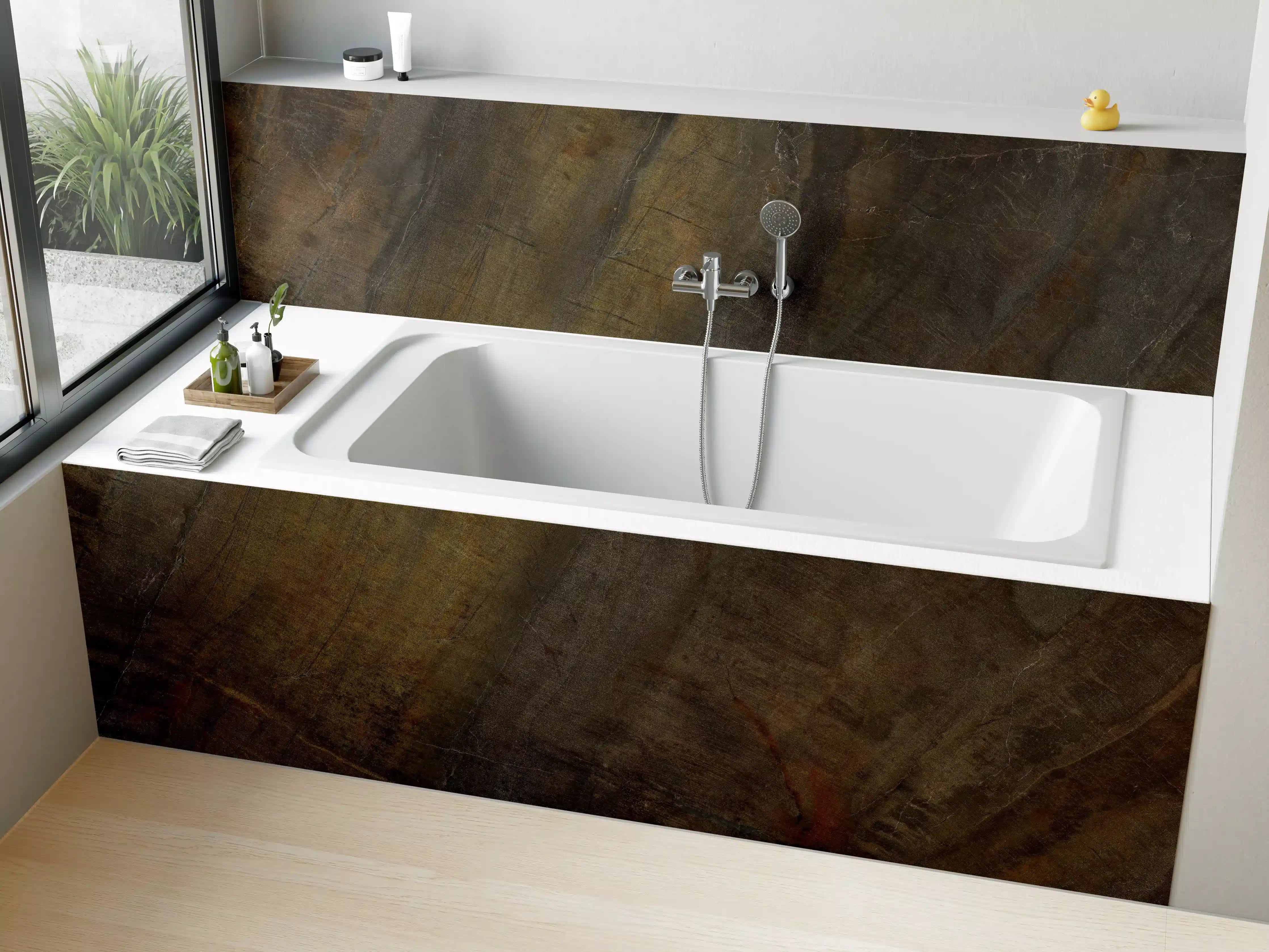 Badewannen-Rückwand - Multicolor raue Marmortextur