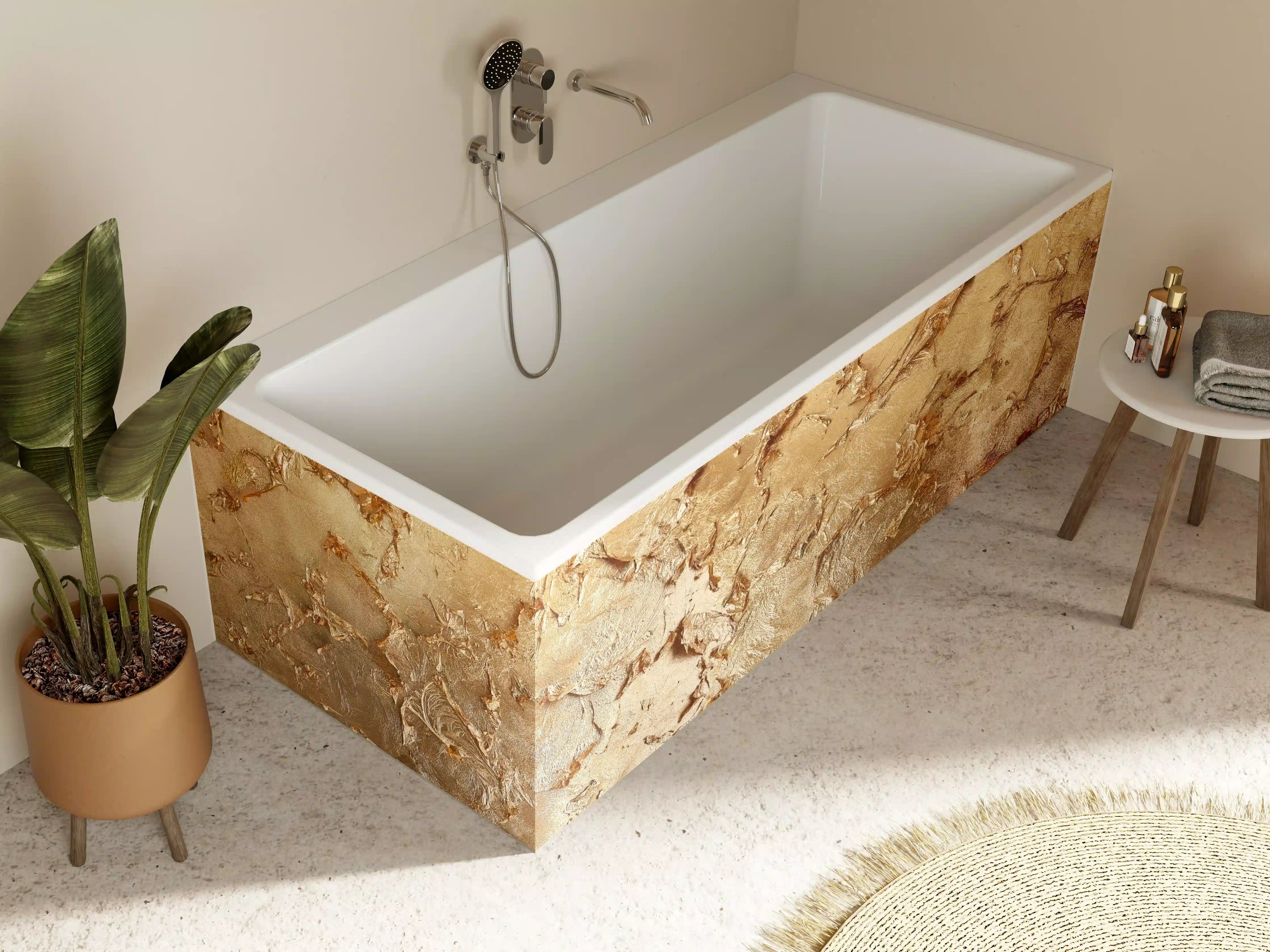 Badewannen-Rückwand - Muster einer vergoldeten Wand