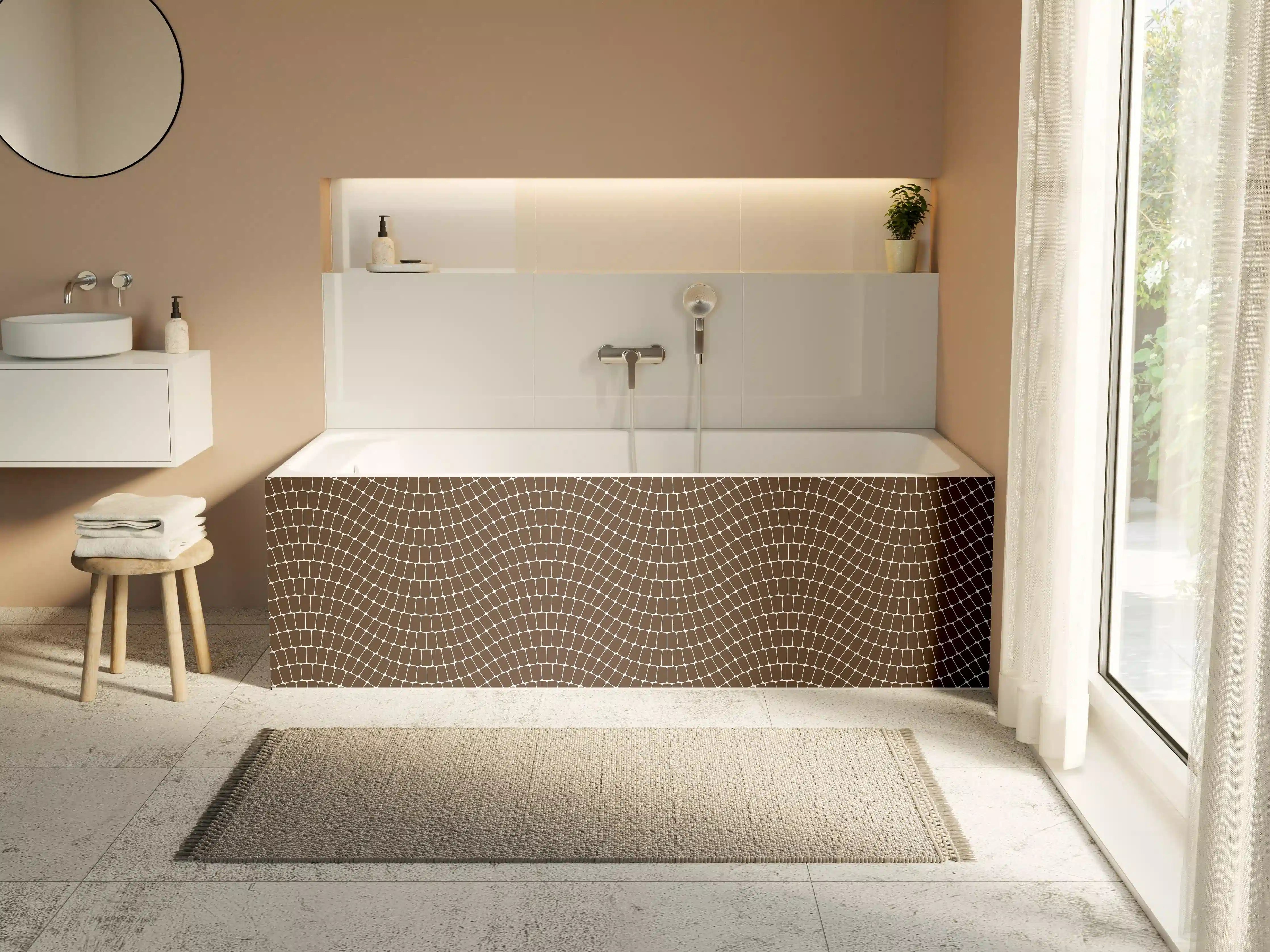 Badewannen-Rückwand - Musterhafte Mosaik-Textur in Braun
