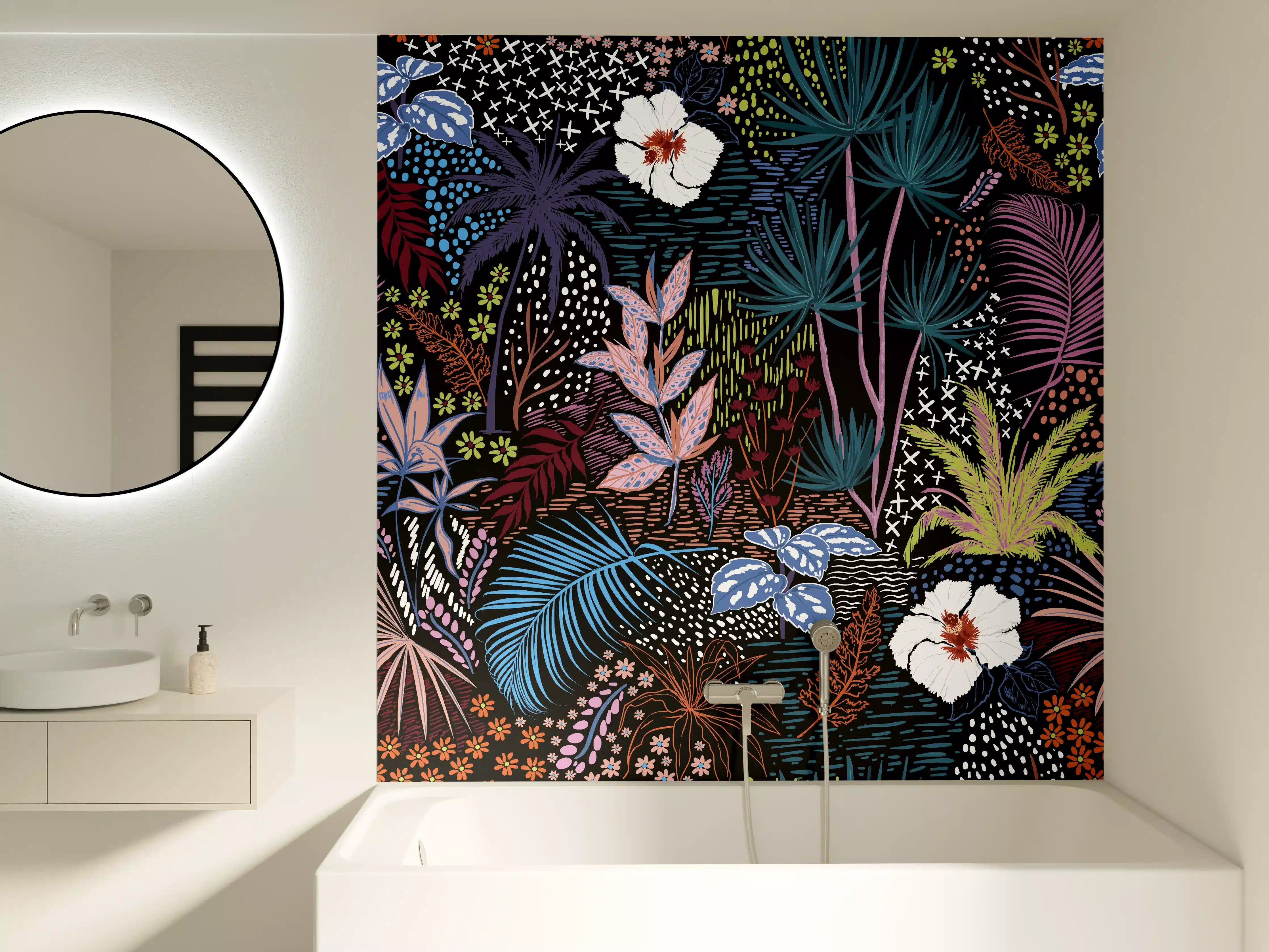 Badewannen-Rückwand - Mystic Tropic Pflanzenmuster