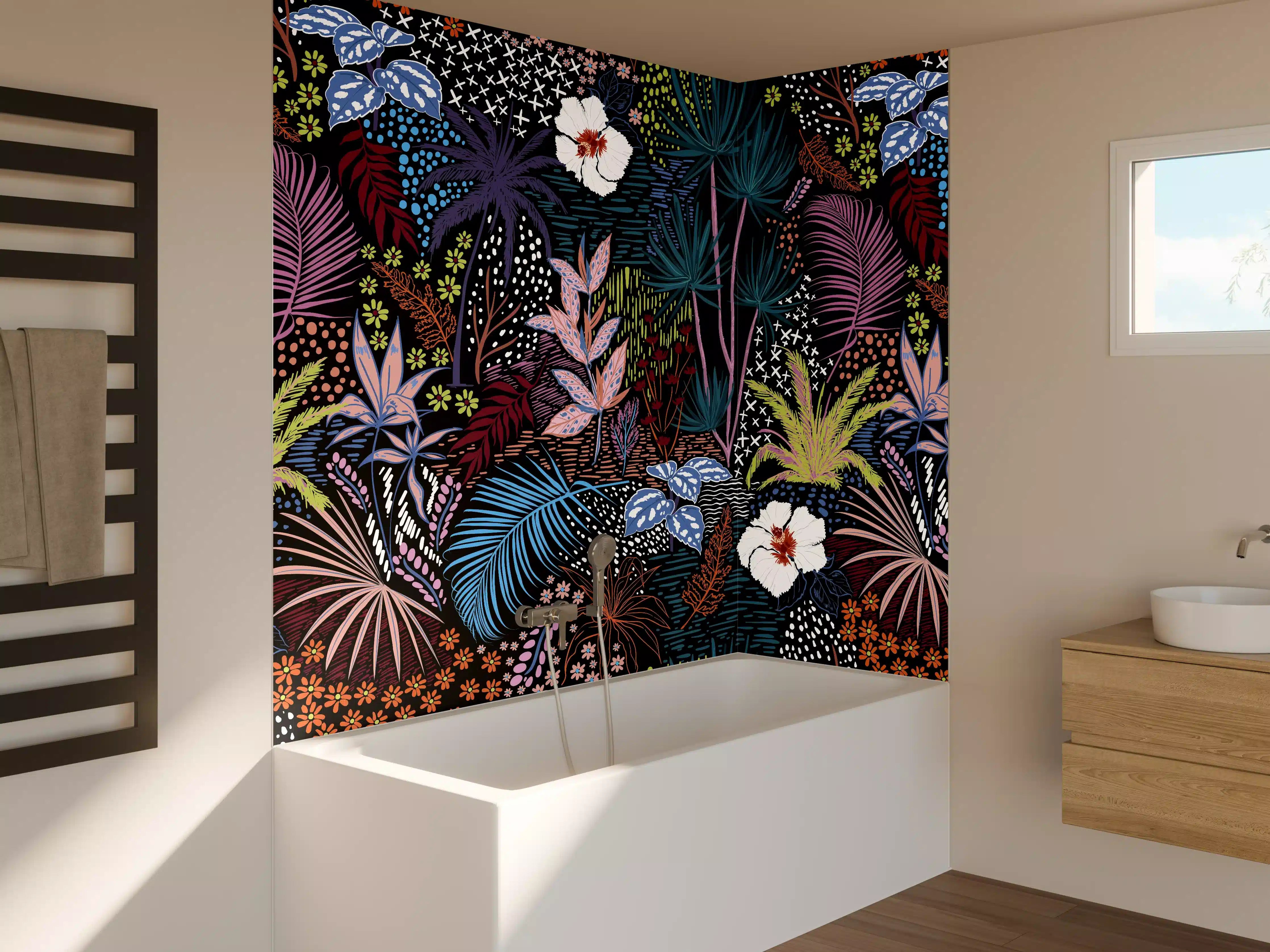 Badewannen-Rückwand - Mystic Tropic Pflanzenmuster