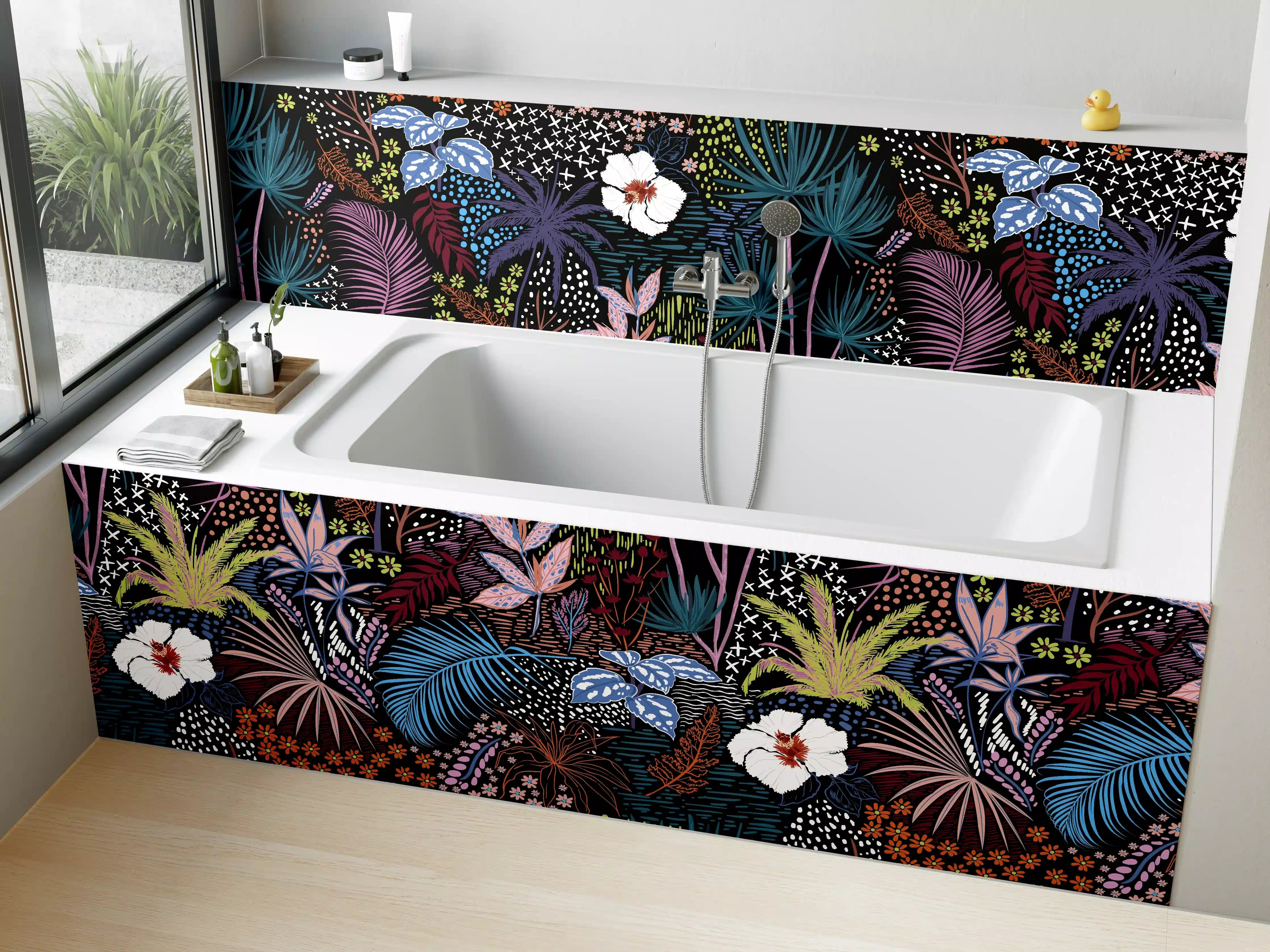 Badewannen-Rückwand - Mystic Tropic Pflanzenmuster
