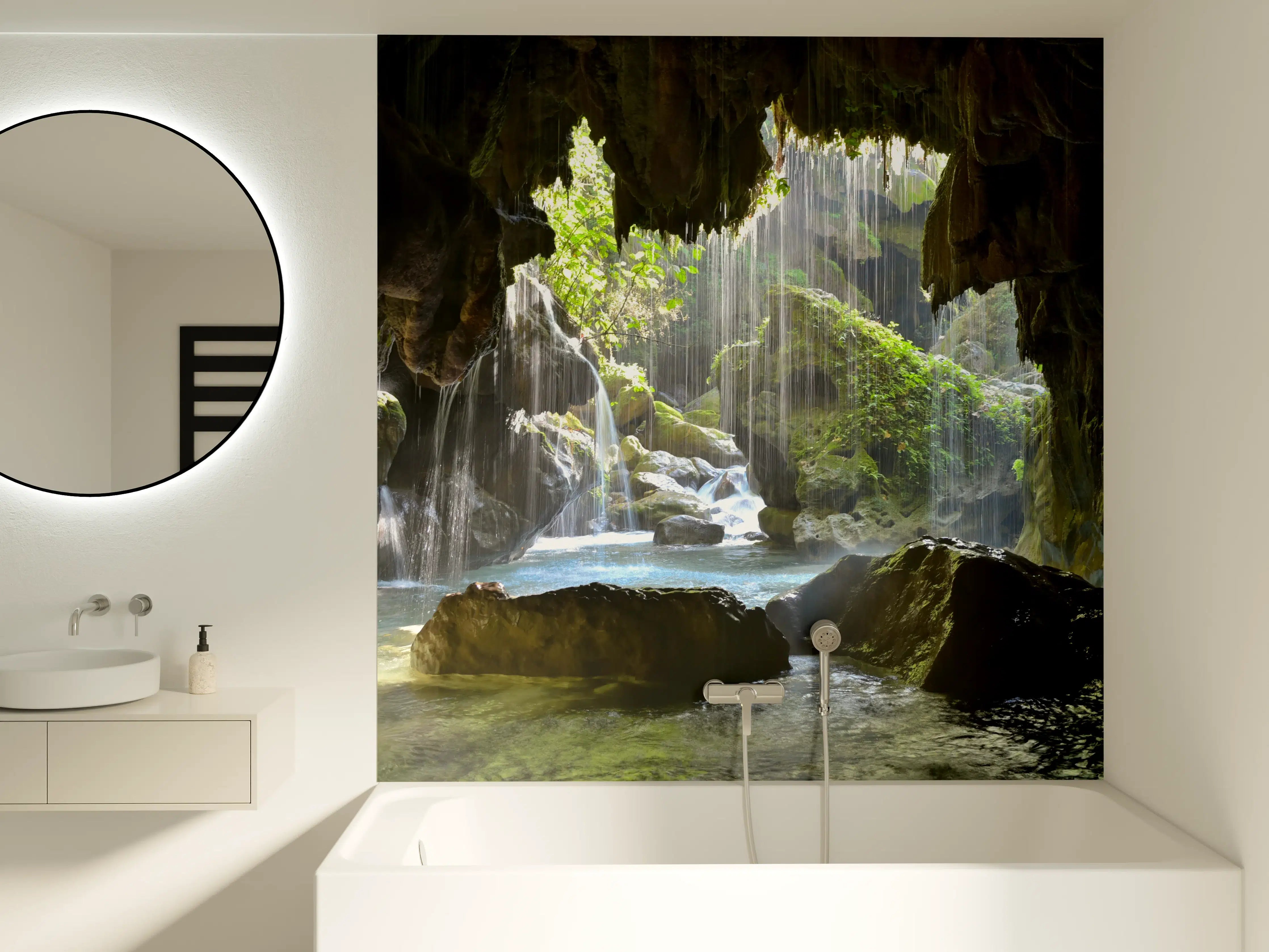 Badewannen-Rückwand - Mystische Grüne Höhlen-Lichtspiele