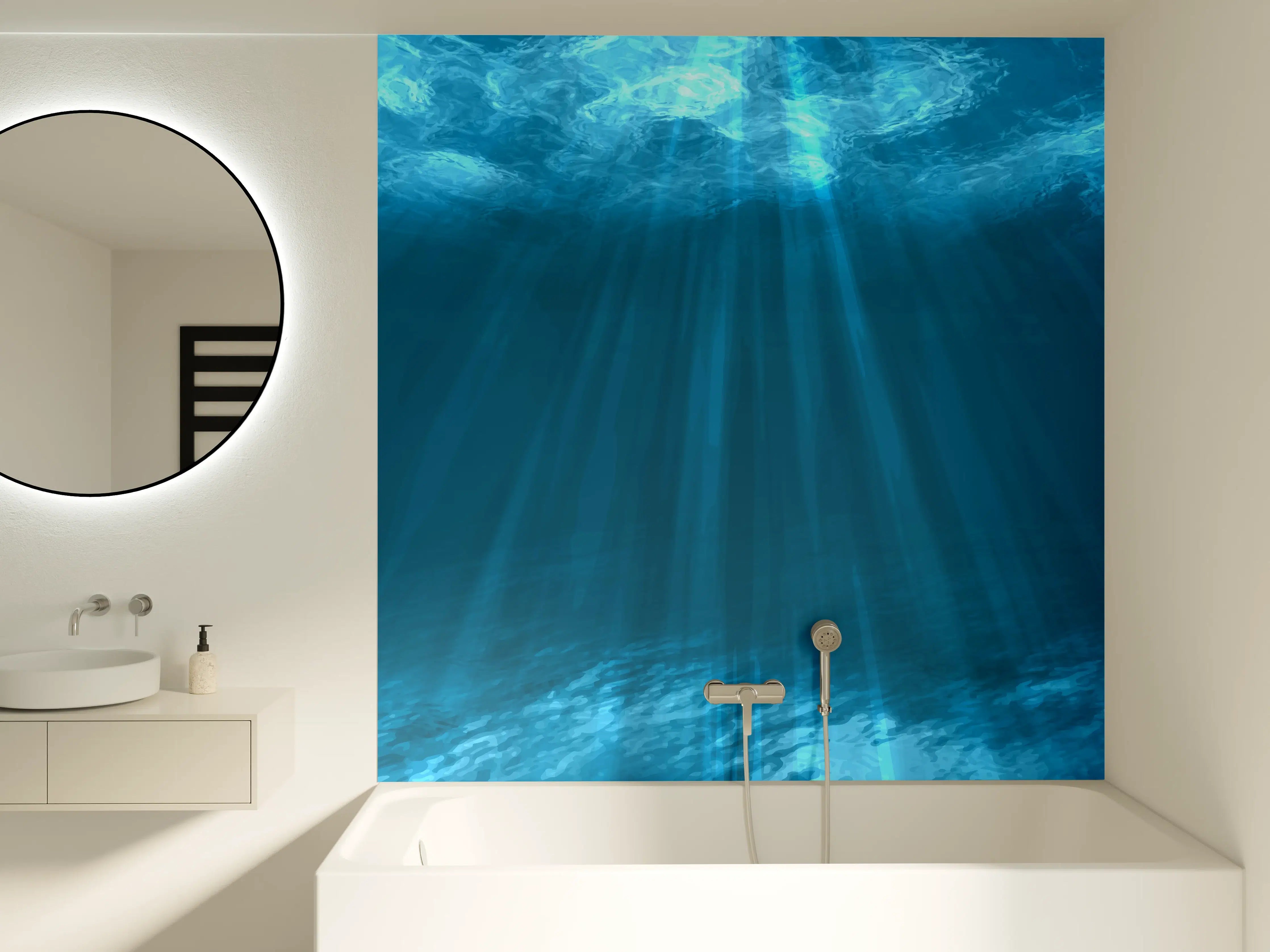 Badewannen-Rückwand - Mystische Unterwasserwelt Blau