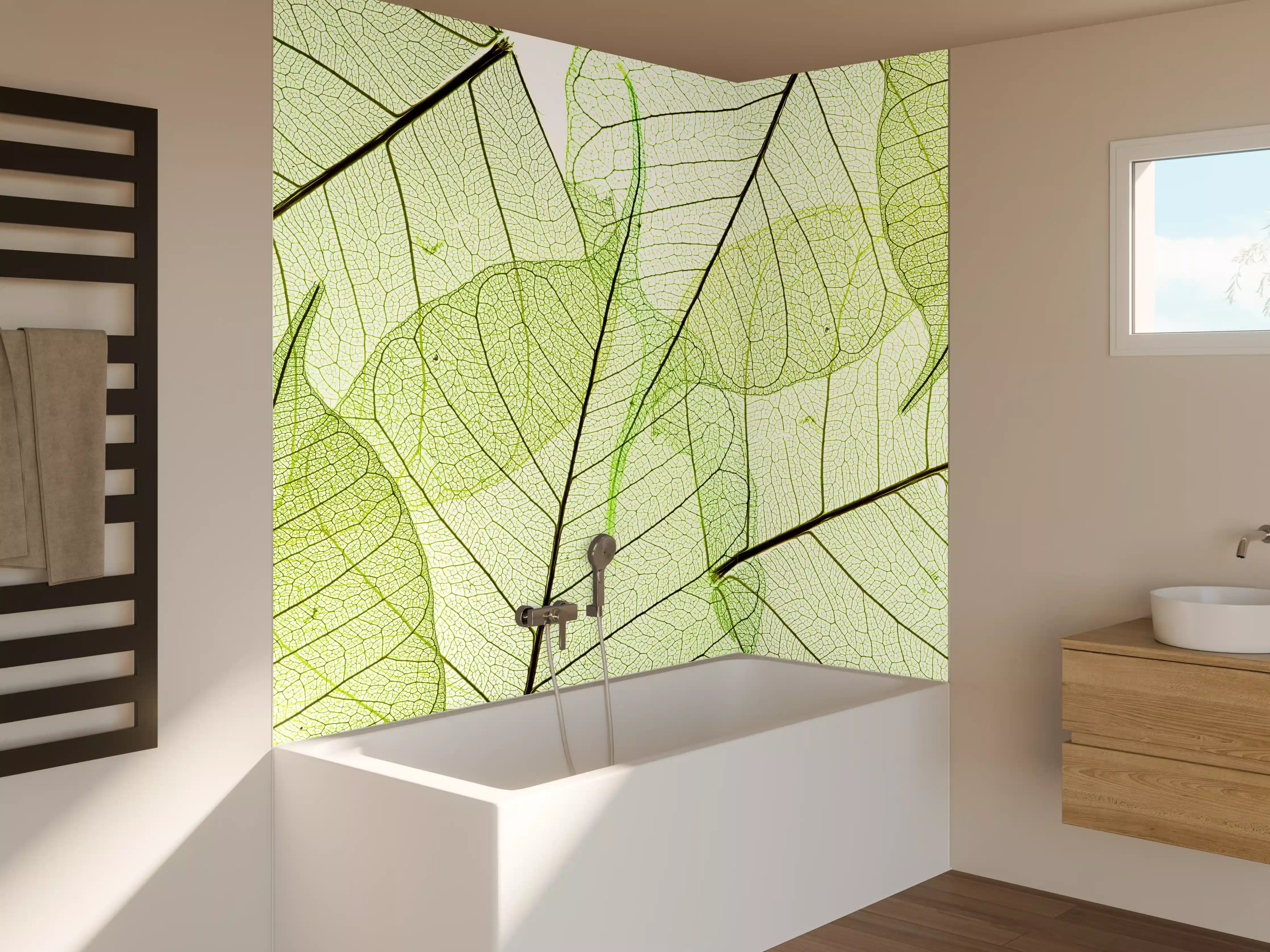 Badewannen-Rückwand - Nahaufnahme Blatttextur