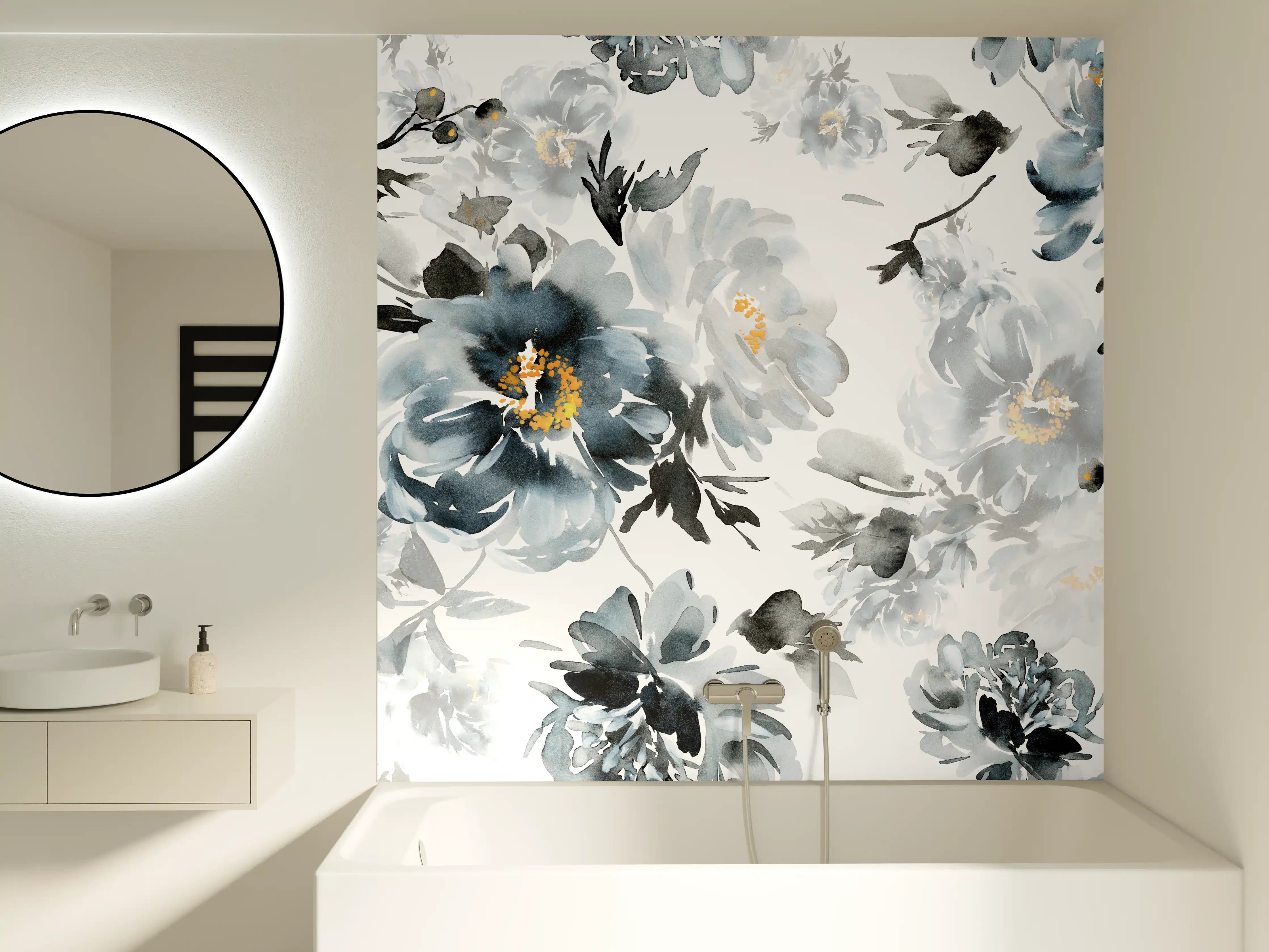 Badewannen-Rückwand - Nahtlose Sommer Muster mit Aquarell Blumen