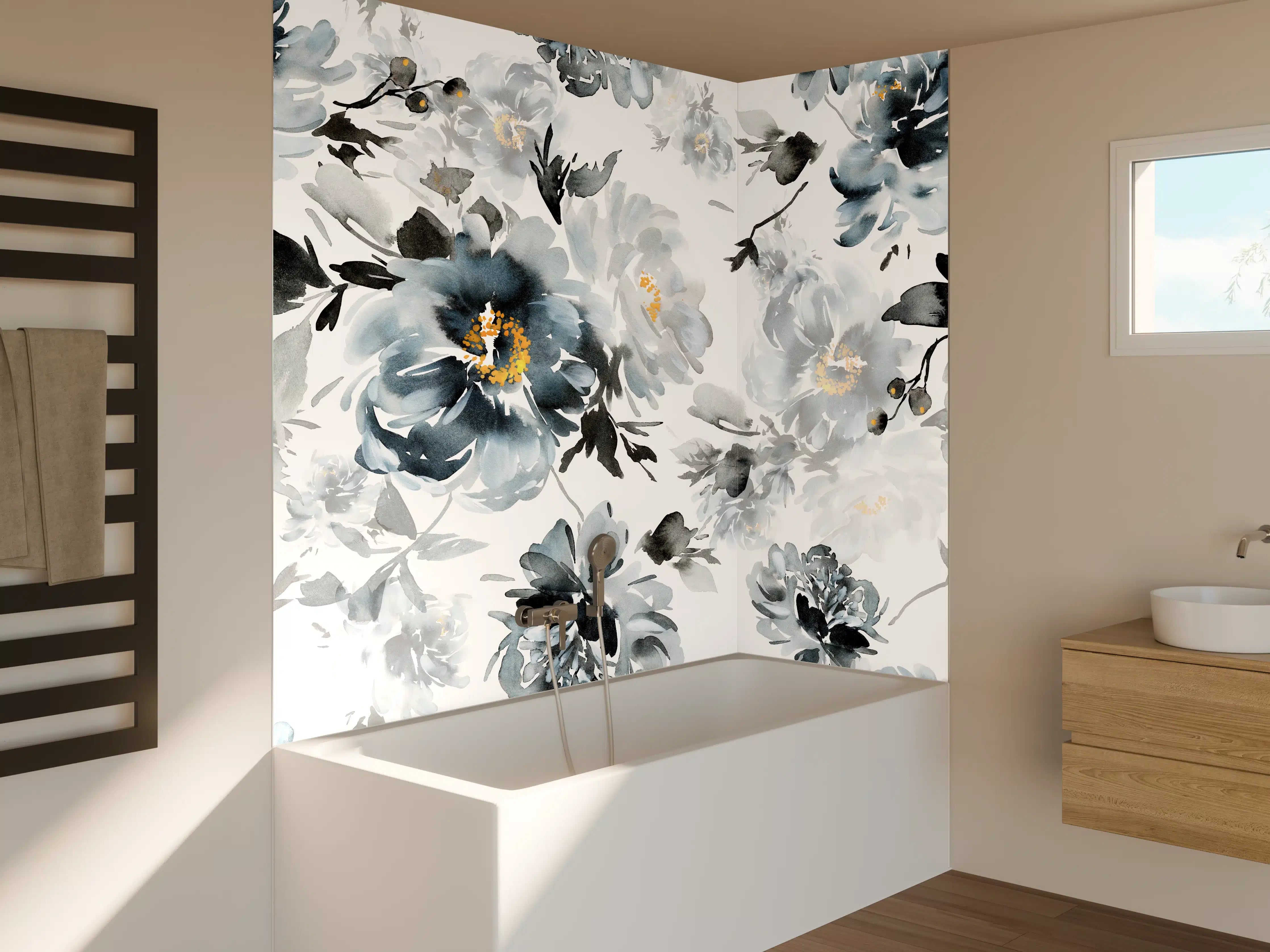Badewannen-Rückwand - Nahtlose Sommer Muster mit Aquarell Blumen