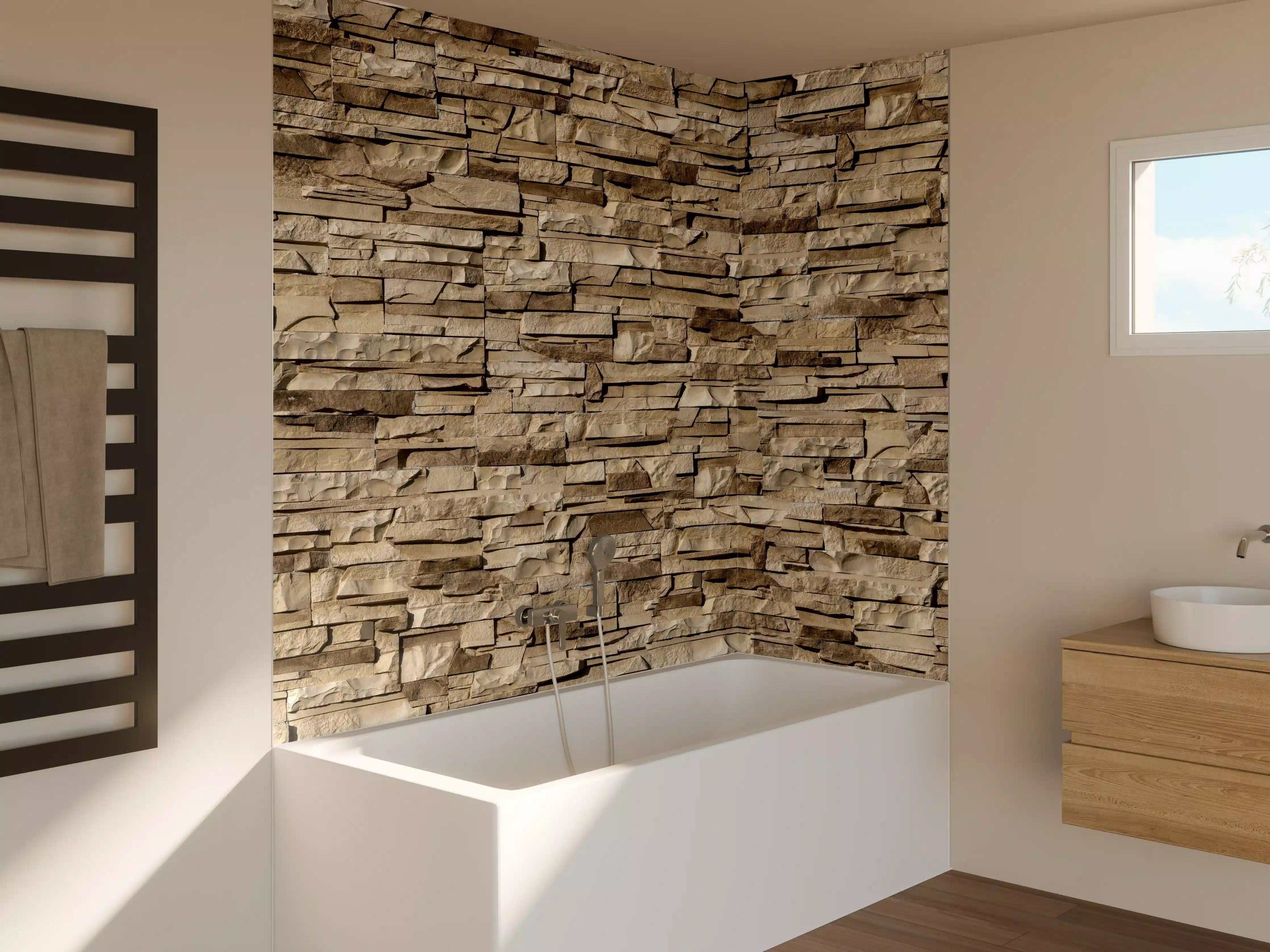 Badewannen-Rückwand - Nahtlose Textur von Klinkerfliesen - Dunkel