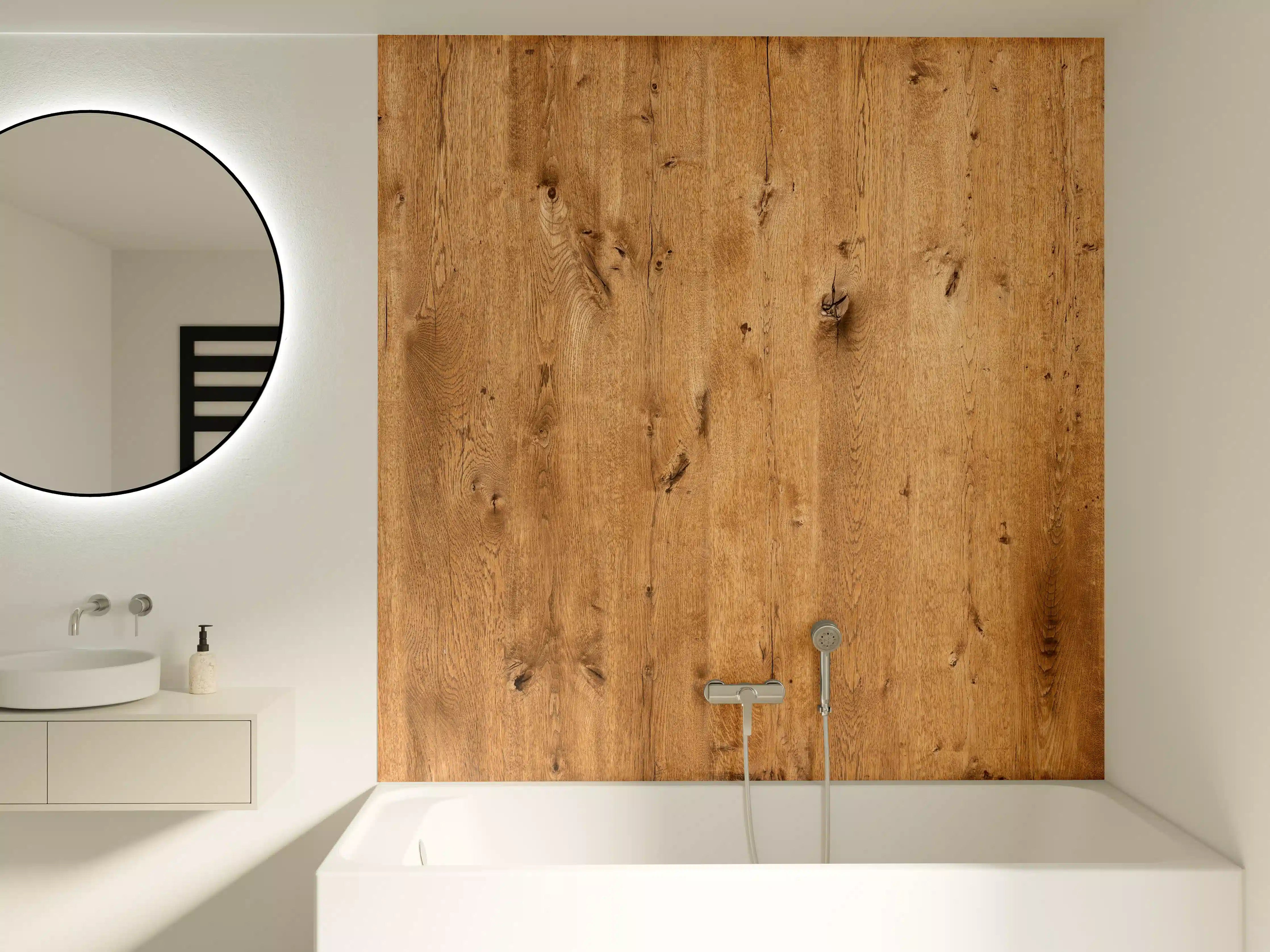 Badewannen-Rückwand - Natürliche Eichenholz-Struktur