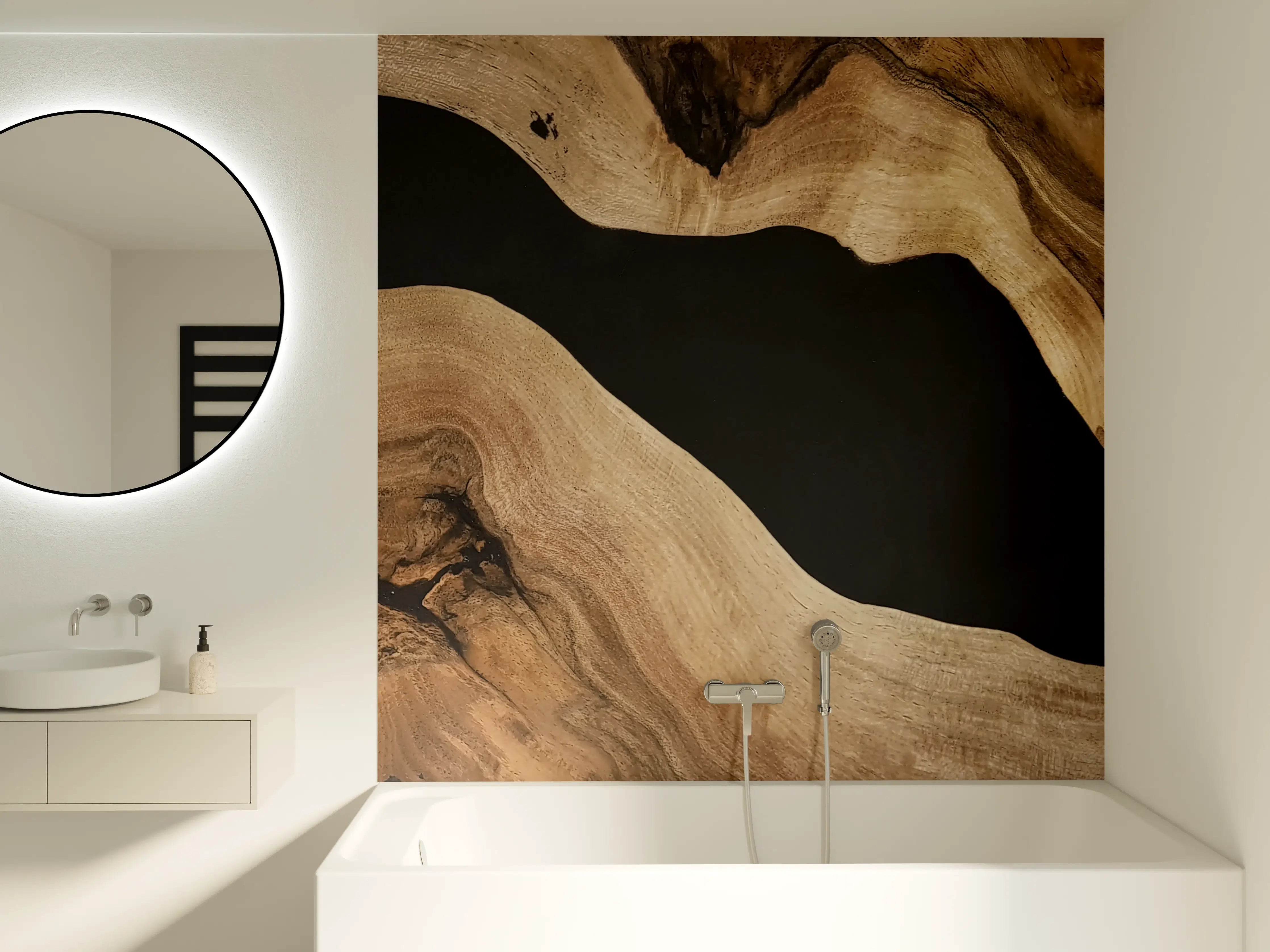 Badewannen-Rückwand - Natürliche Holzstruktur-Dekoration