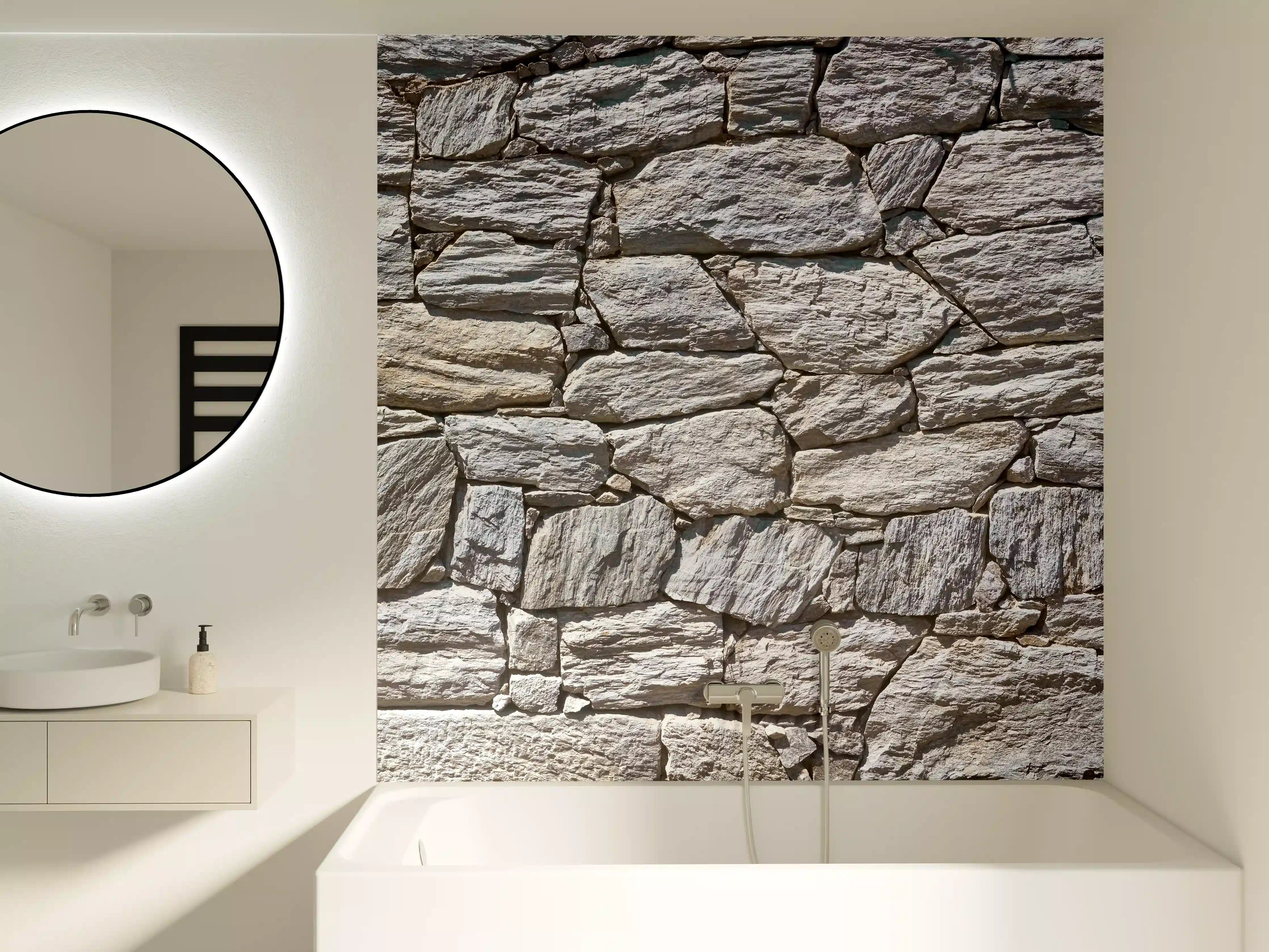 Badewannen-Rückwand - Natürliche Steinmauer