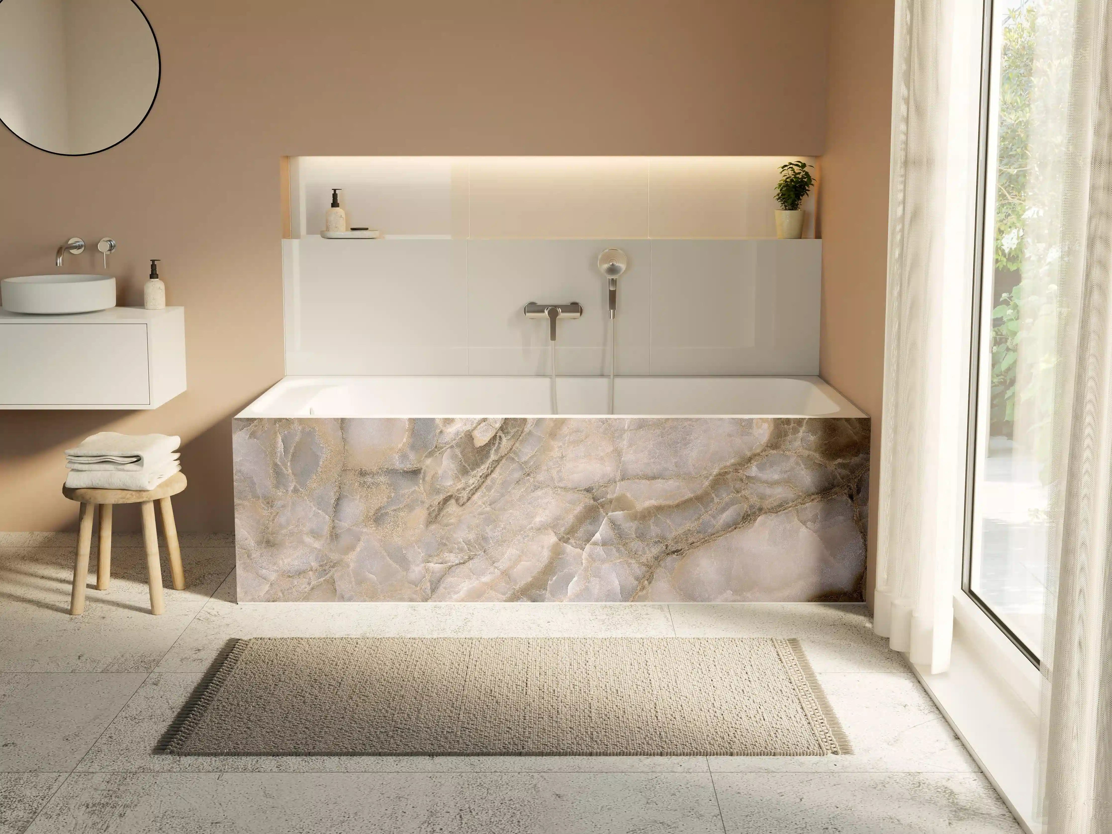 Badewannen-Rückwand - Natürliche graue Onyx Oberfläche