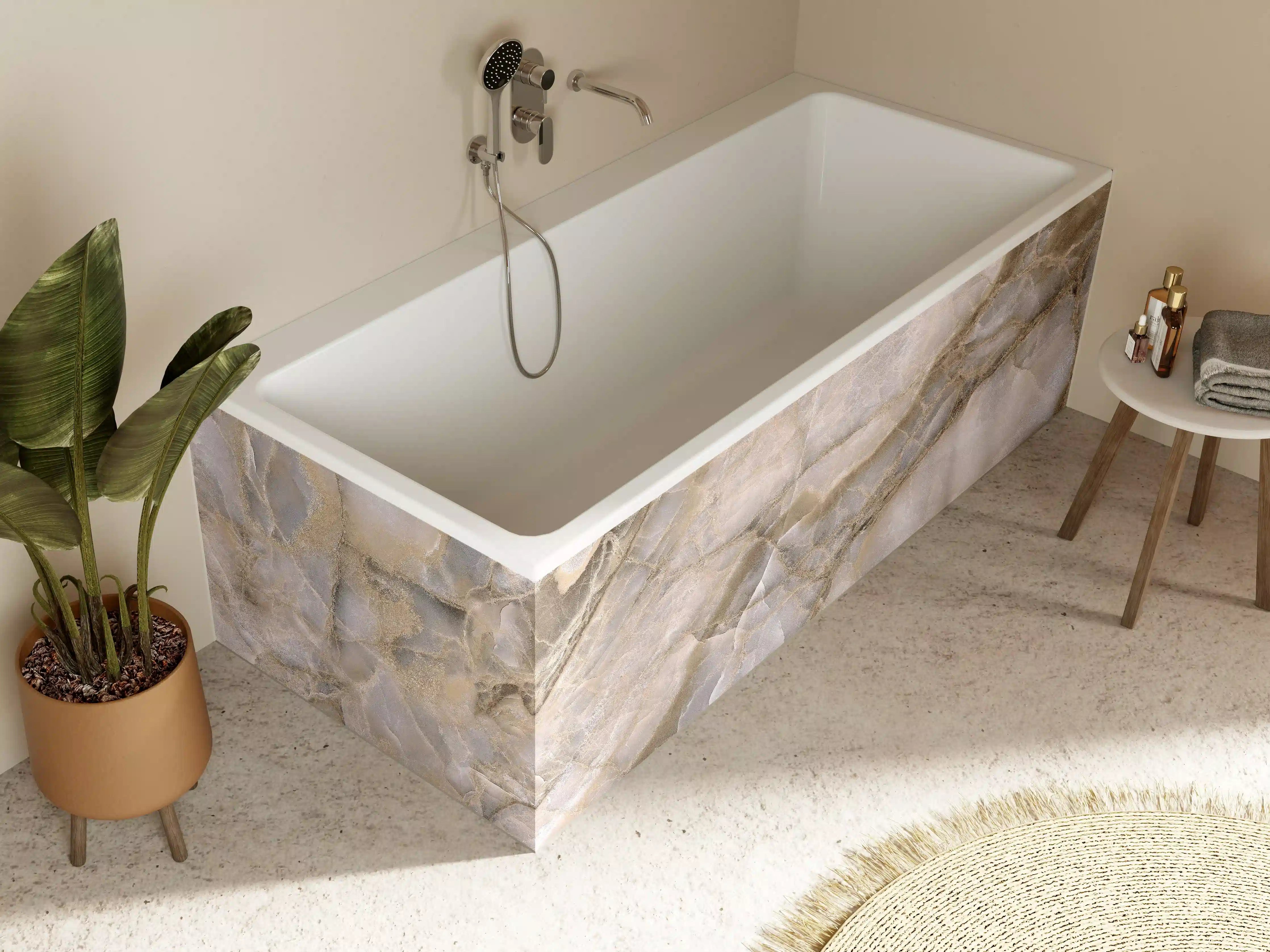 Badewannen-Rückwand - Natürliche graue Onyx Oberfläche