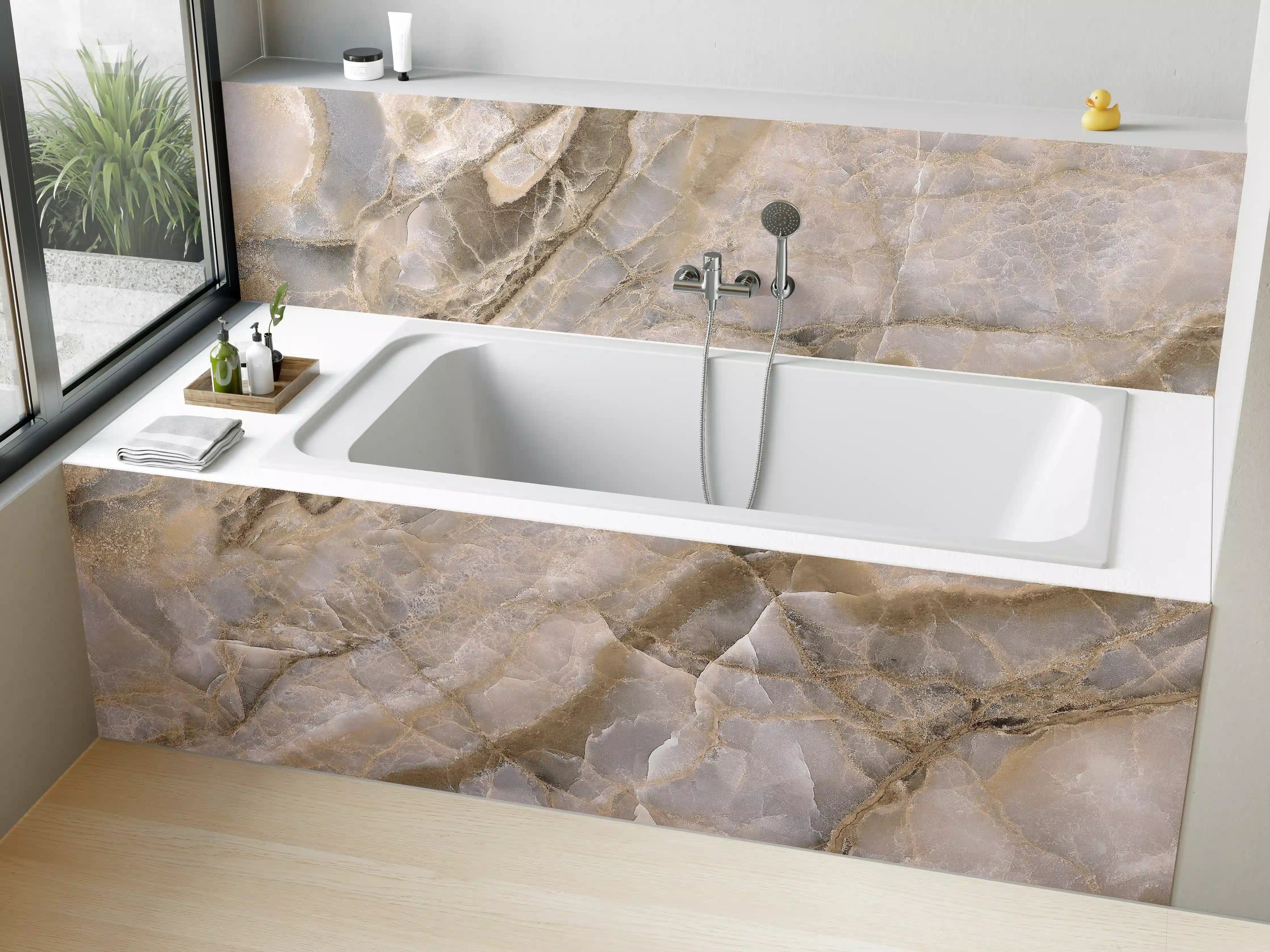 Badewannen-Rückwand - Natürliche graue Onyx Oberfläche