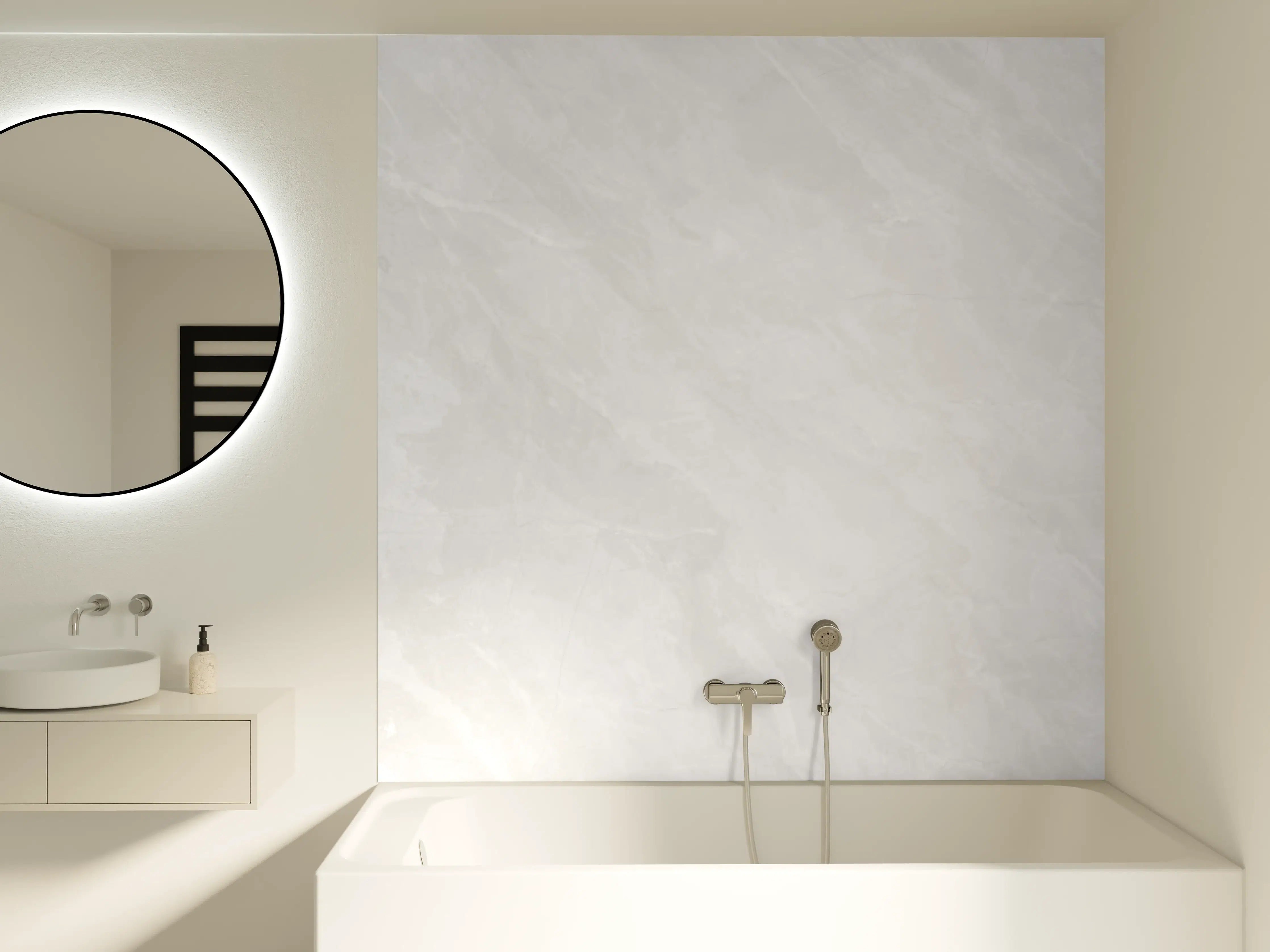 Badewannen-Rückwand - Natürliche weiße Marmortextur