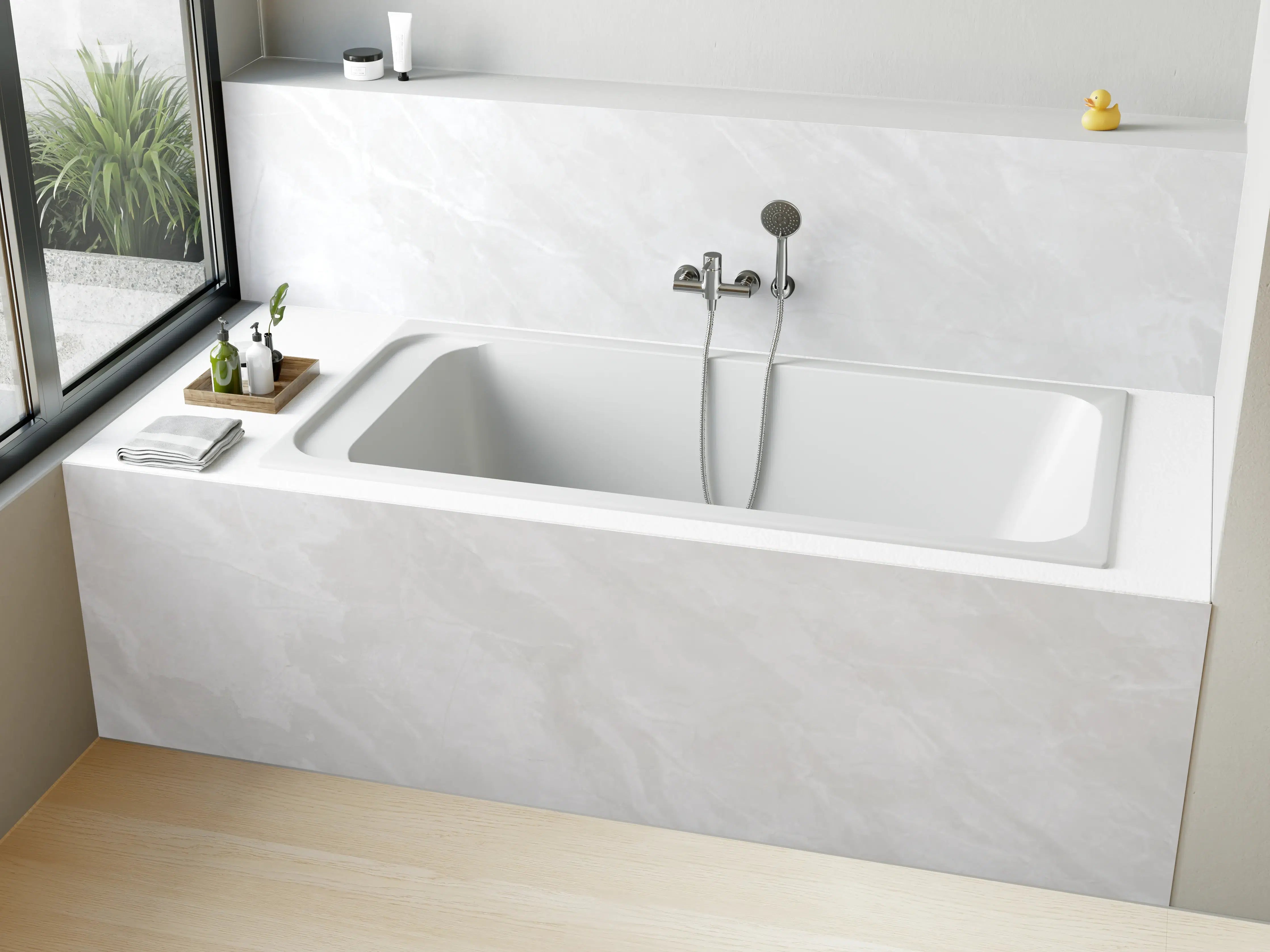 Badewannen-Rückwand - Natürliche weiße Marmortextur