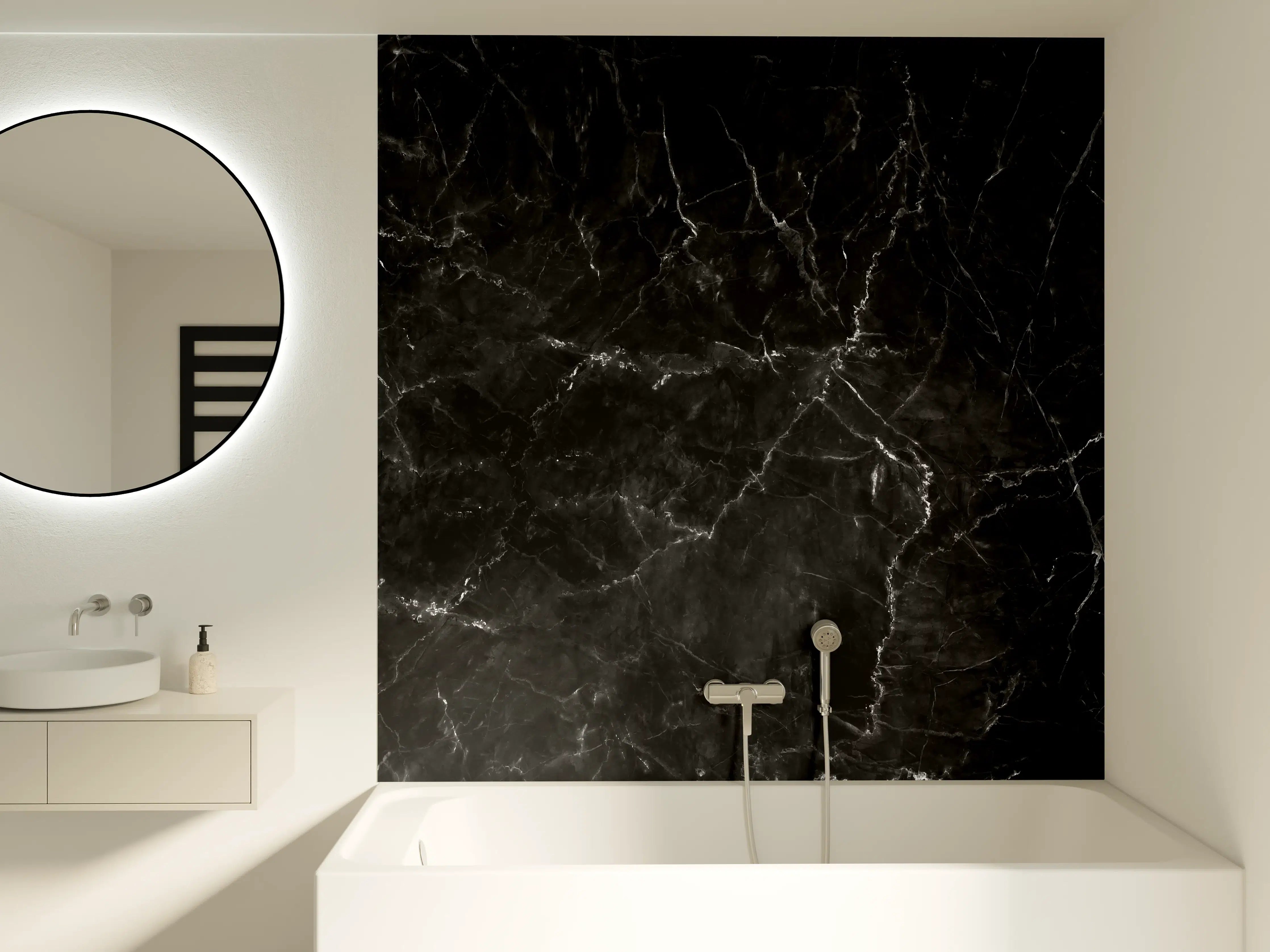 Badewannen-Rückwand - Natürlicher schwarzer Marmor