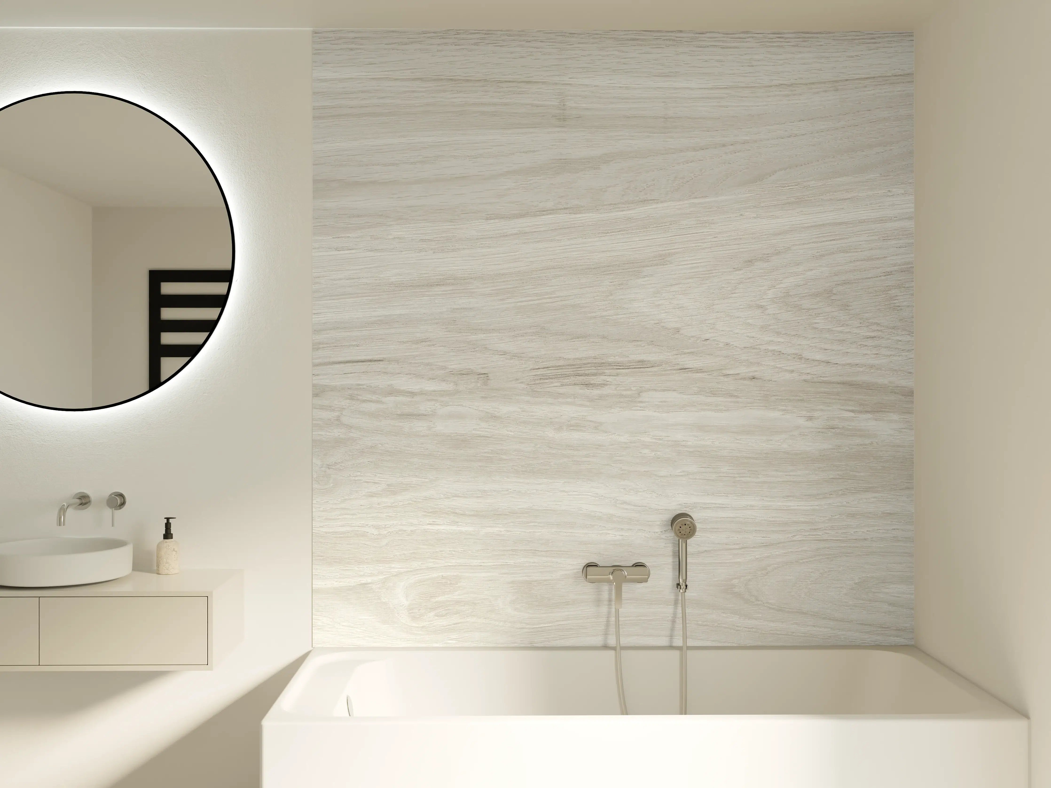 Badewannen-Rückwand - Natürliches helles Holzmuster