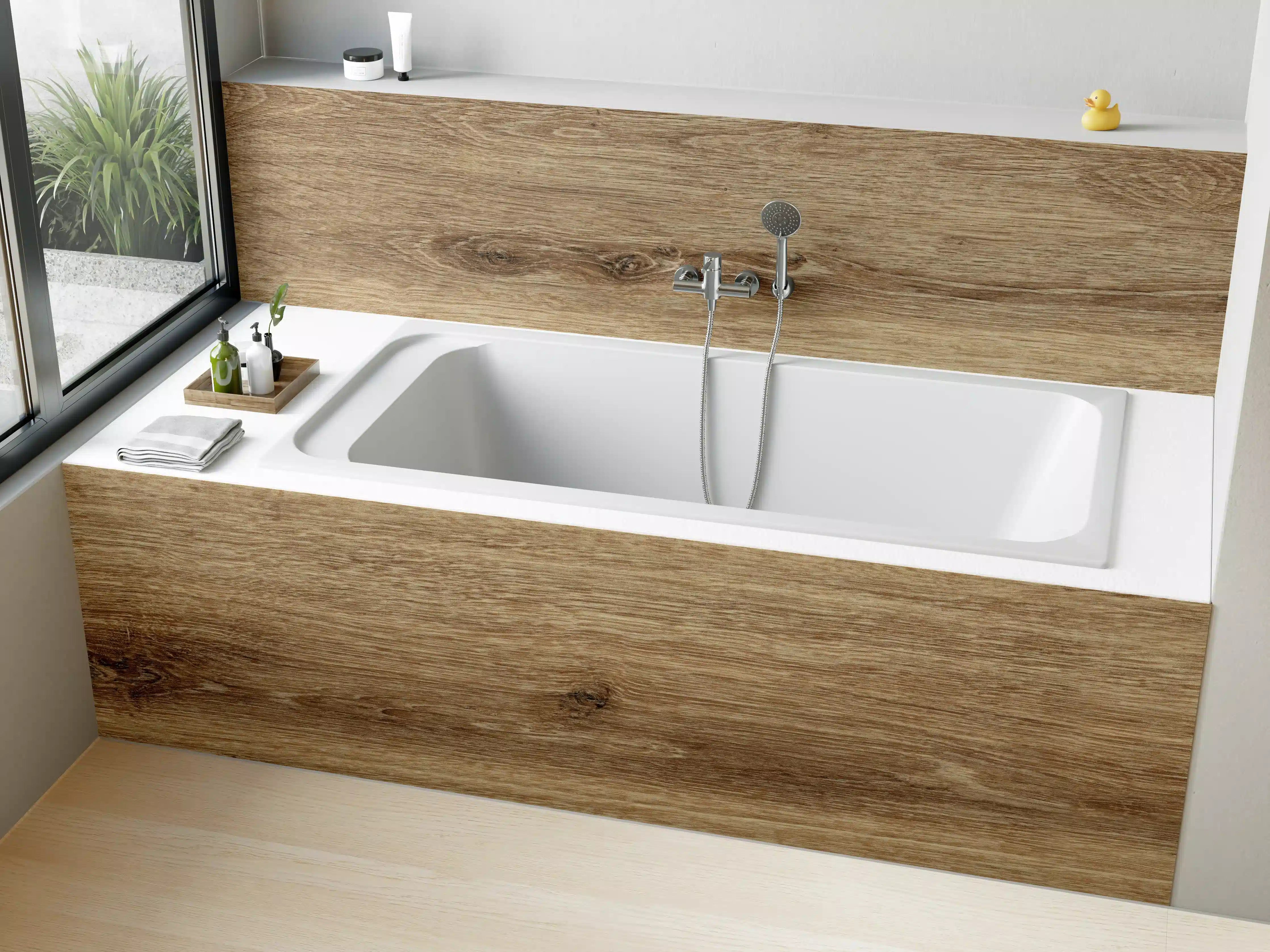 Badewannen-Rückwand - Naturbraune Altholztextur 1