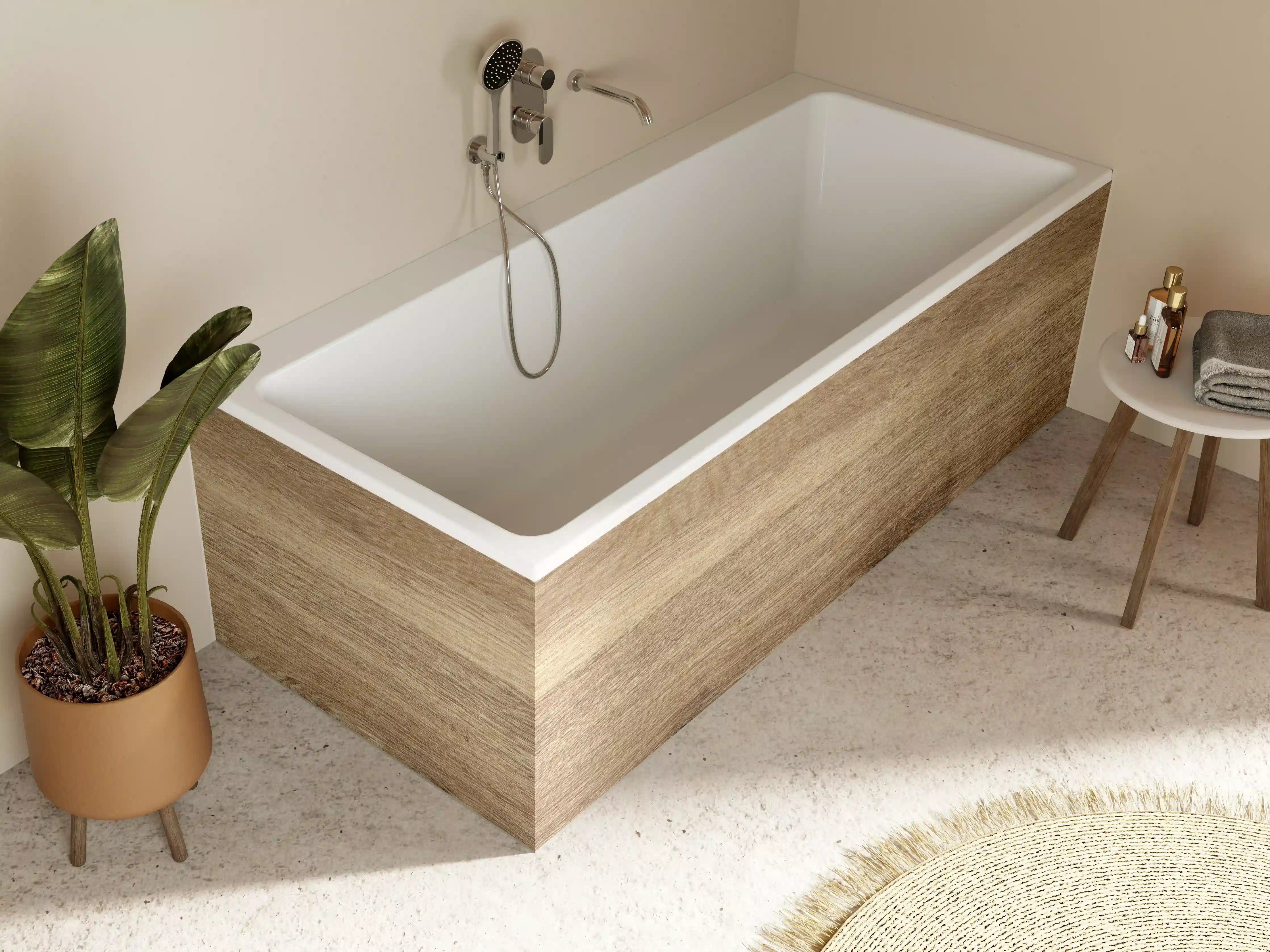 Badewannen-Rückwand - Naturbraune Altholztextur 2