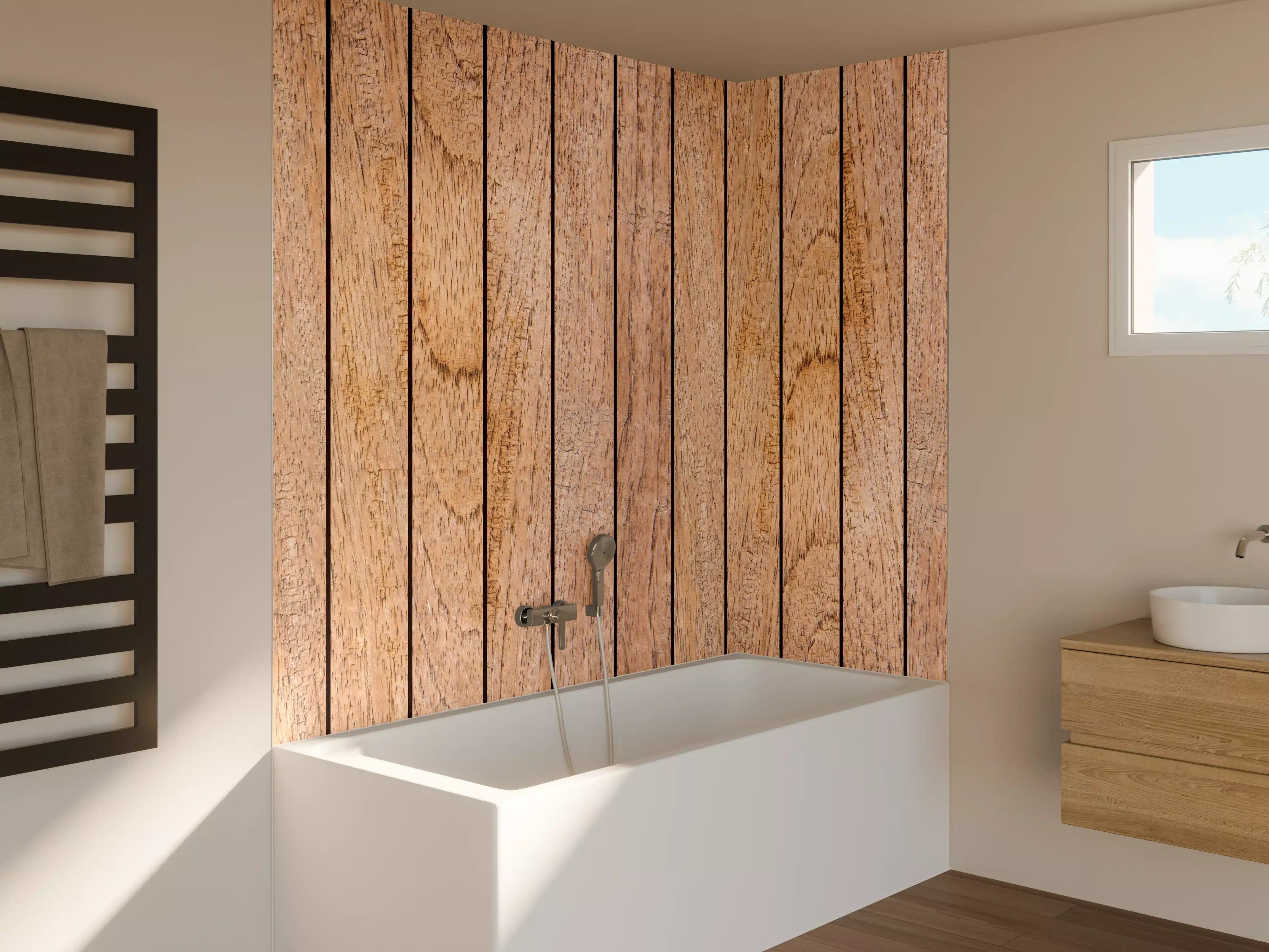 Badewannen-Rückwand - Naturholz Bretter Muster