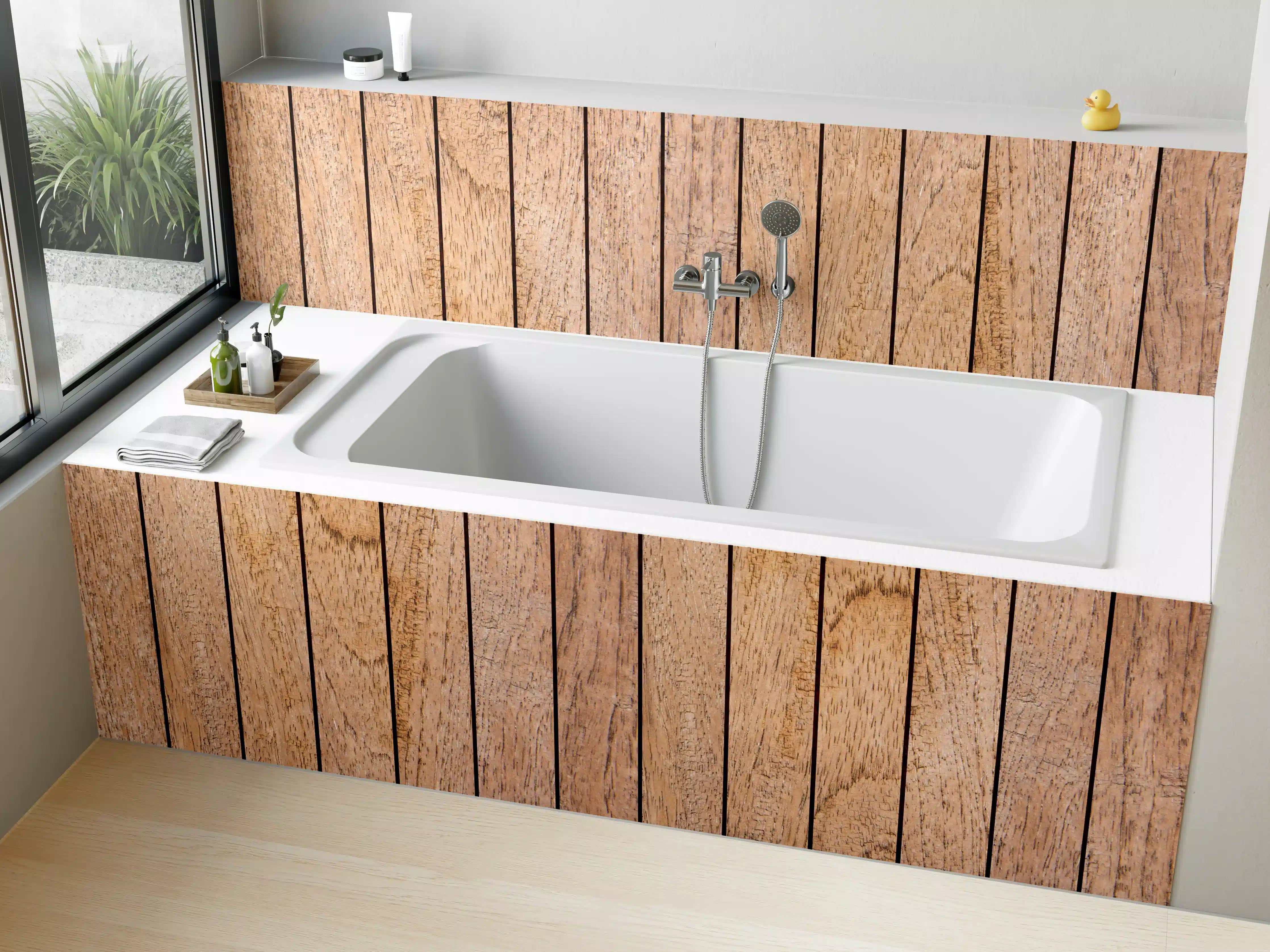 Badewannen-Rückwand - Naturholz Bretter Muster