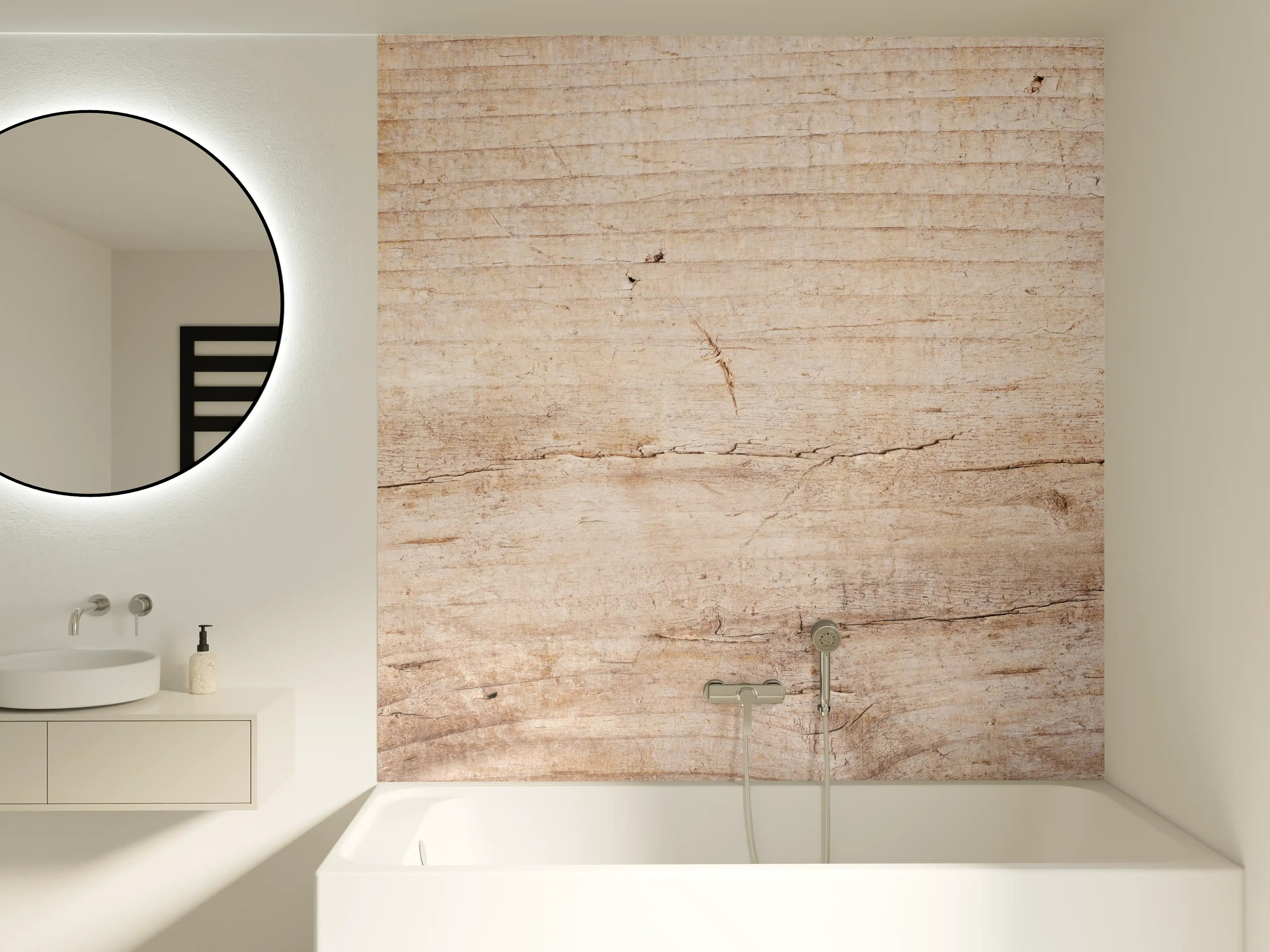 Badewannen-Rückwand - Naturholz mit natürlicher Maserung