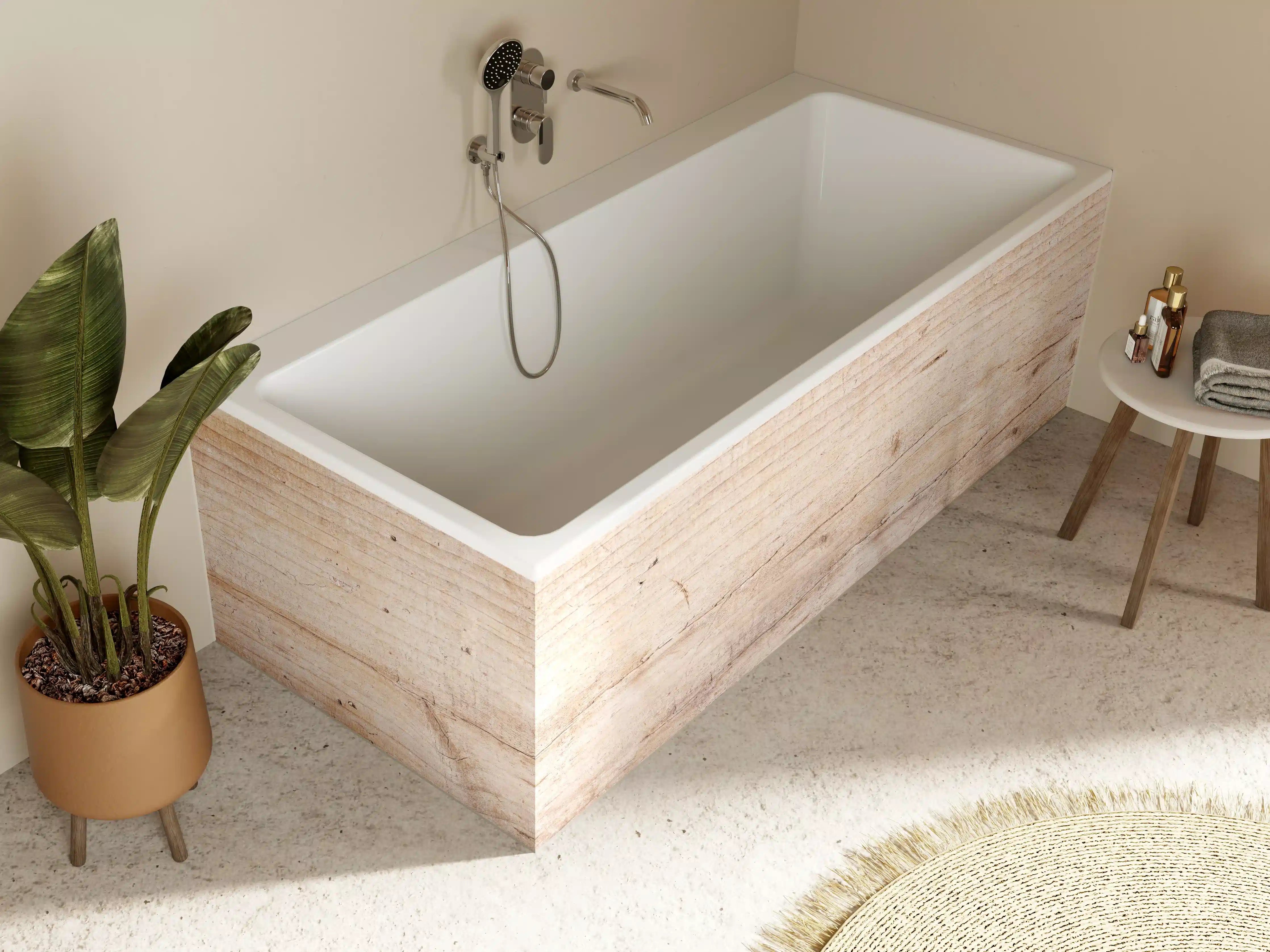 Badewannen-Rückwand - Naturholz mit natürlicher Maserung