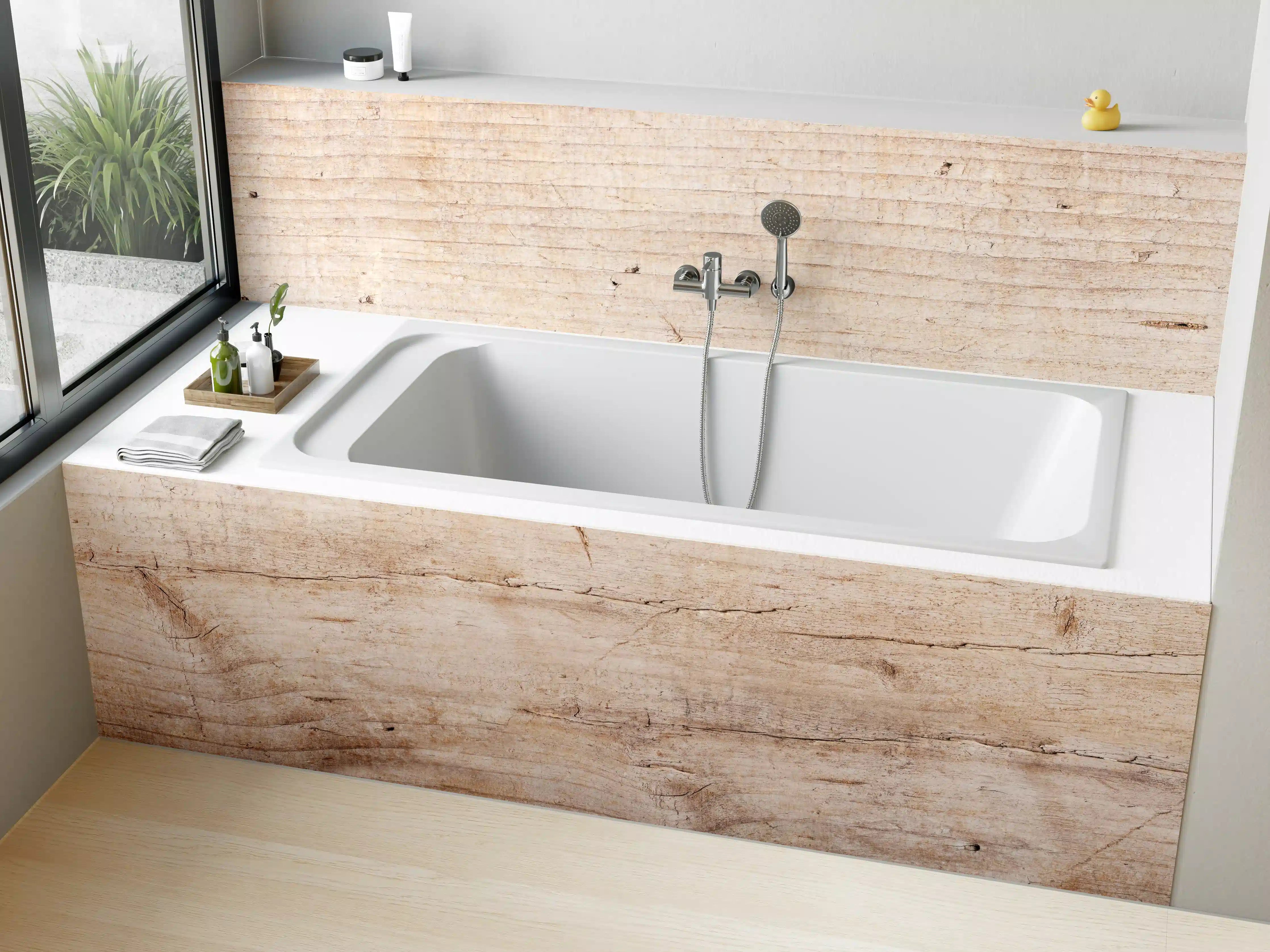Badewannen-Rückwand - Naturholz mit natürlicher Maserung