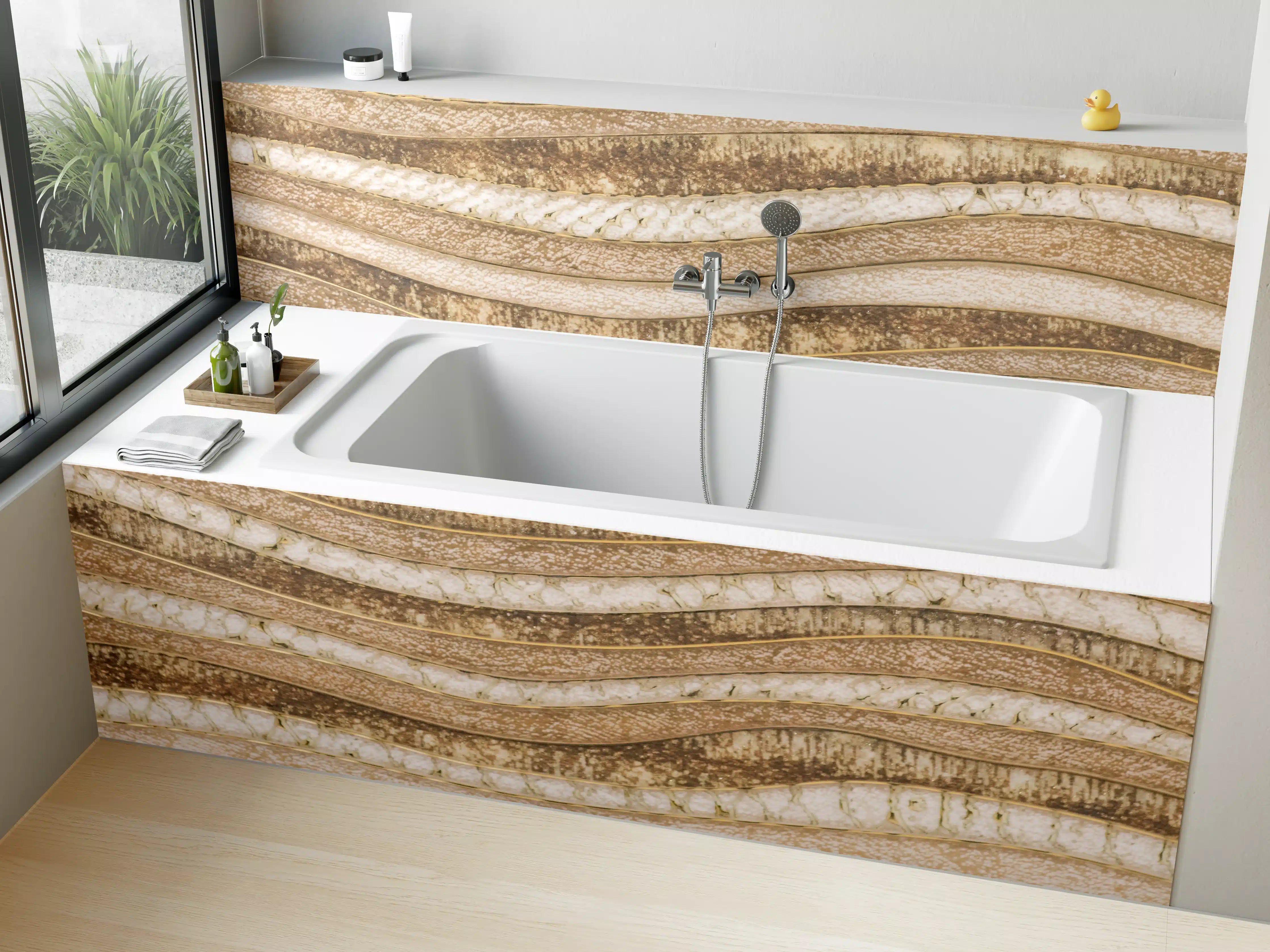 Badewannen-Rückwand - Naturinspirierte Sandstein-Struktur