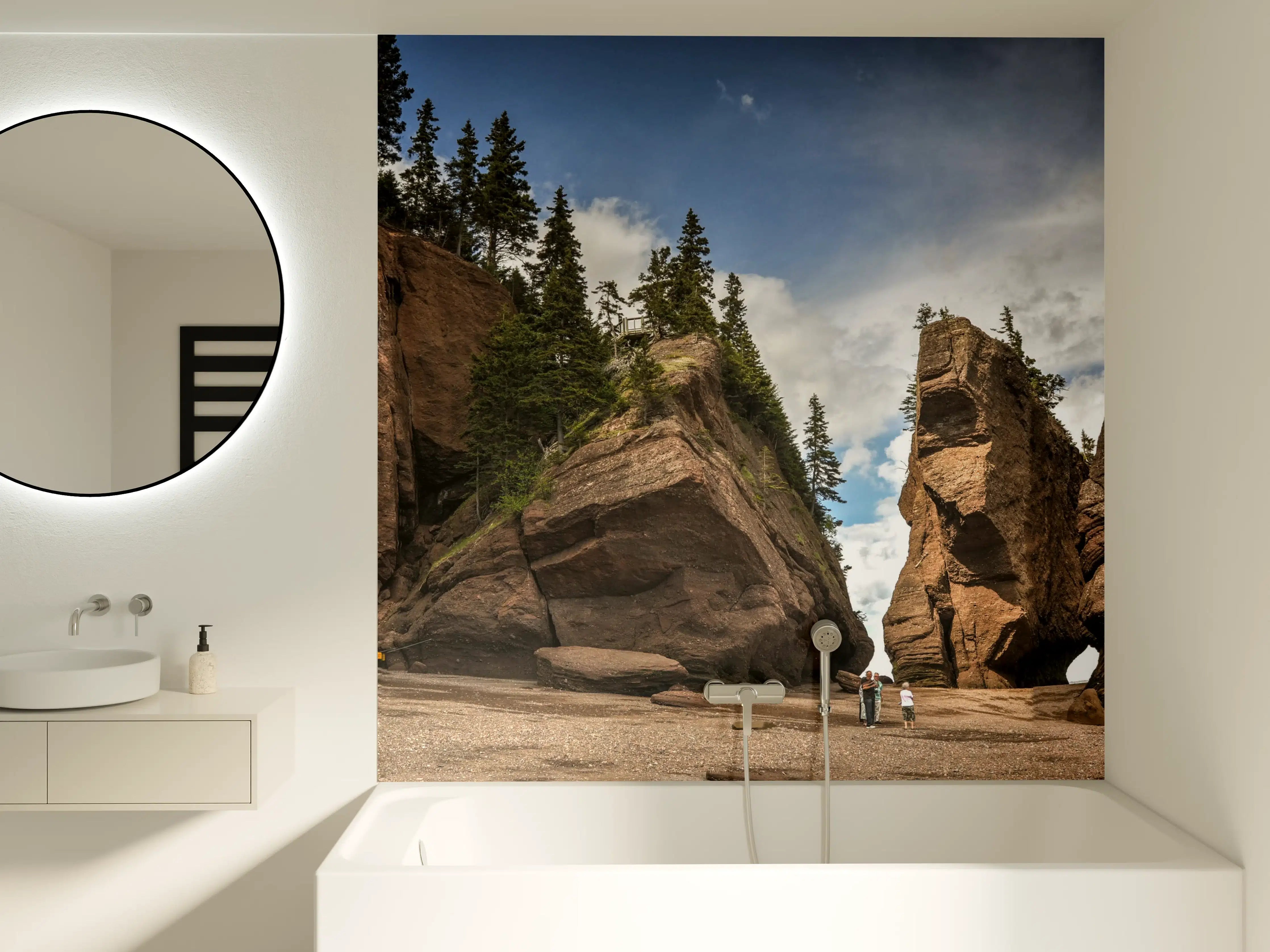 Badewannen-Rückwand - Naturstein-Küste bei Sonnenuntergang
