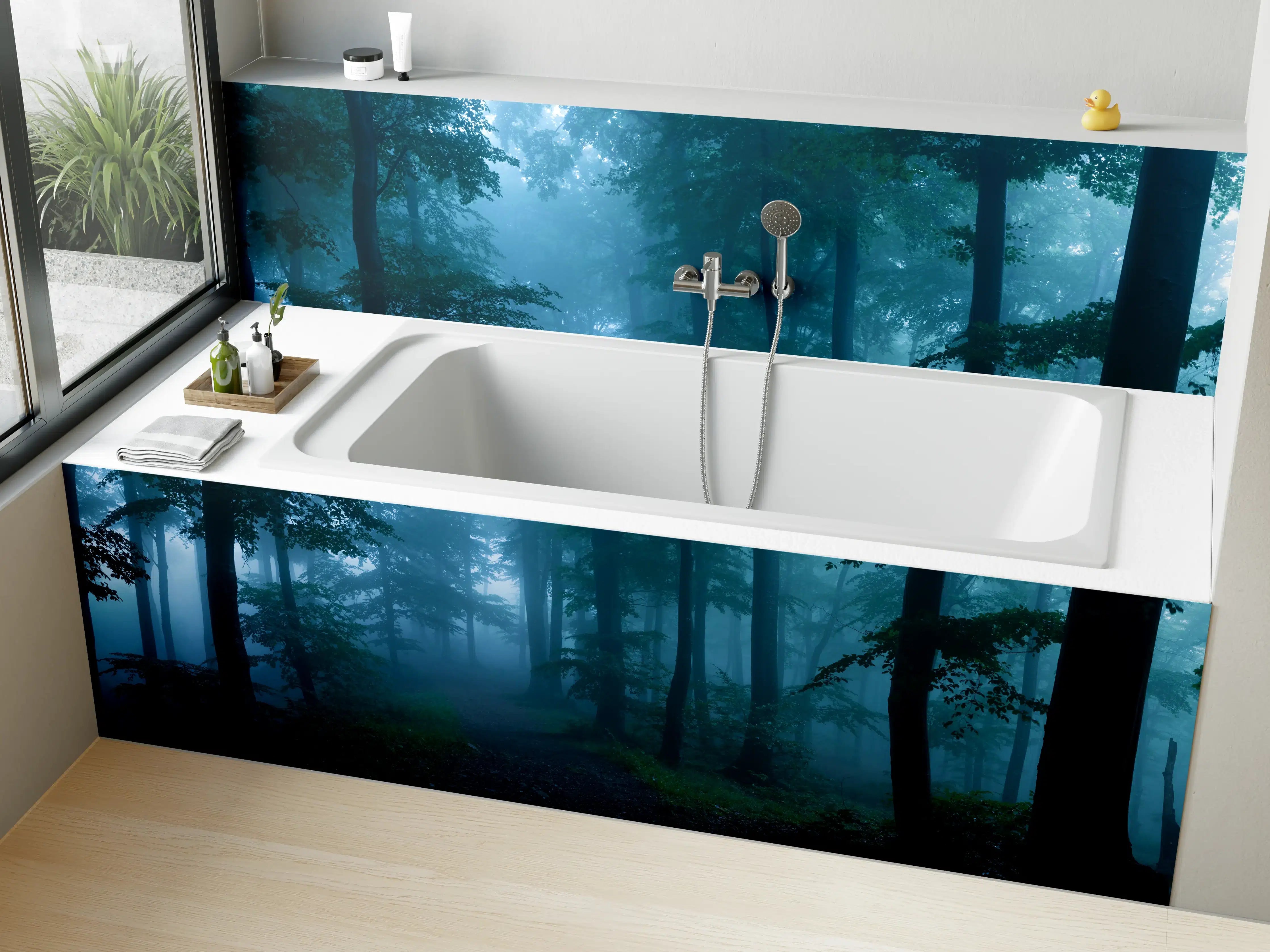 Badewannen-Rückwand - Nebliger Wald
