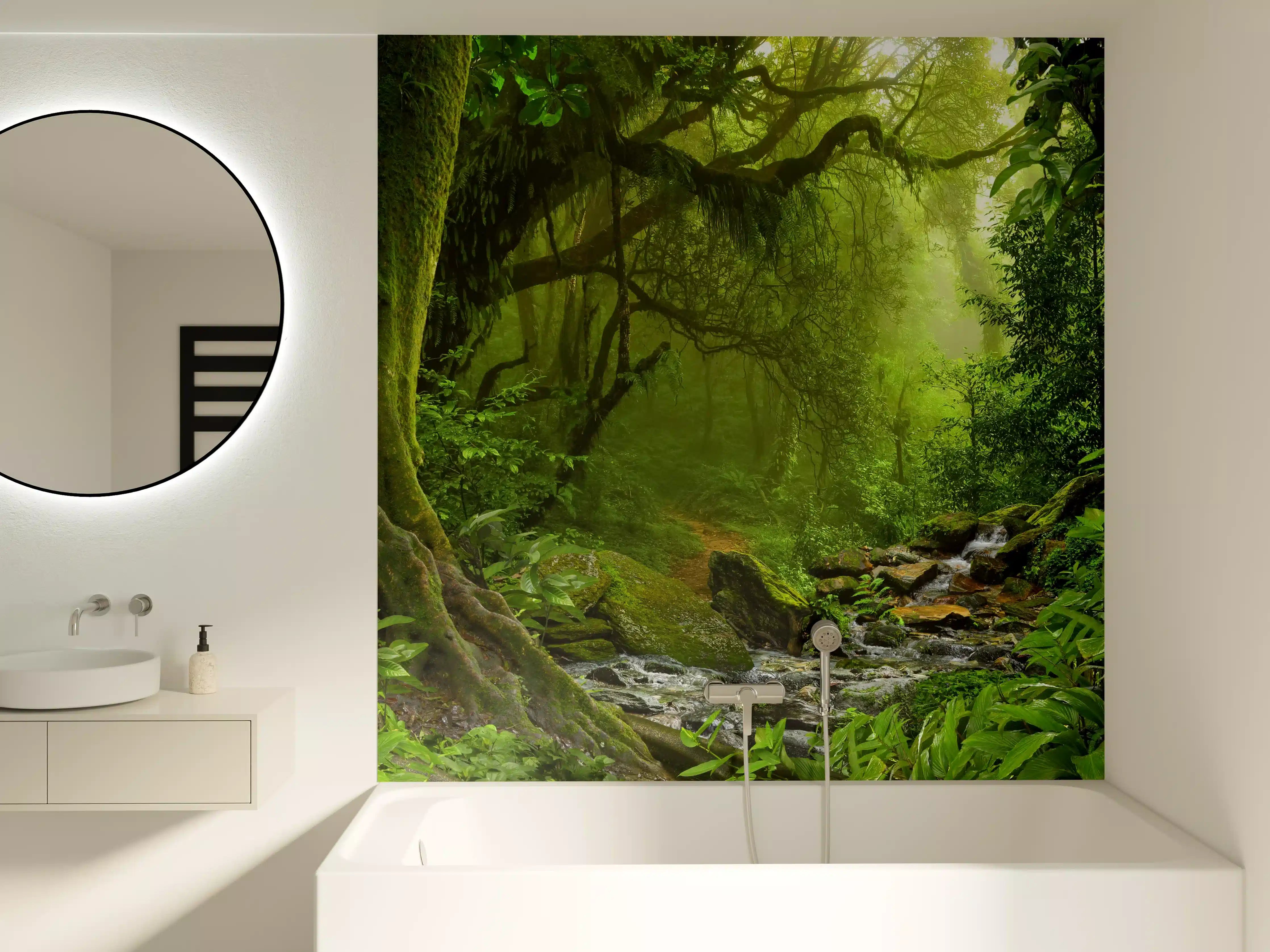 Badewannen-Rückwand - Nepal Dschungel mit Fluss